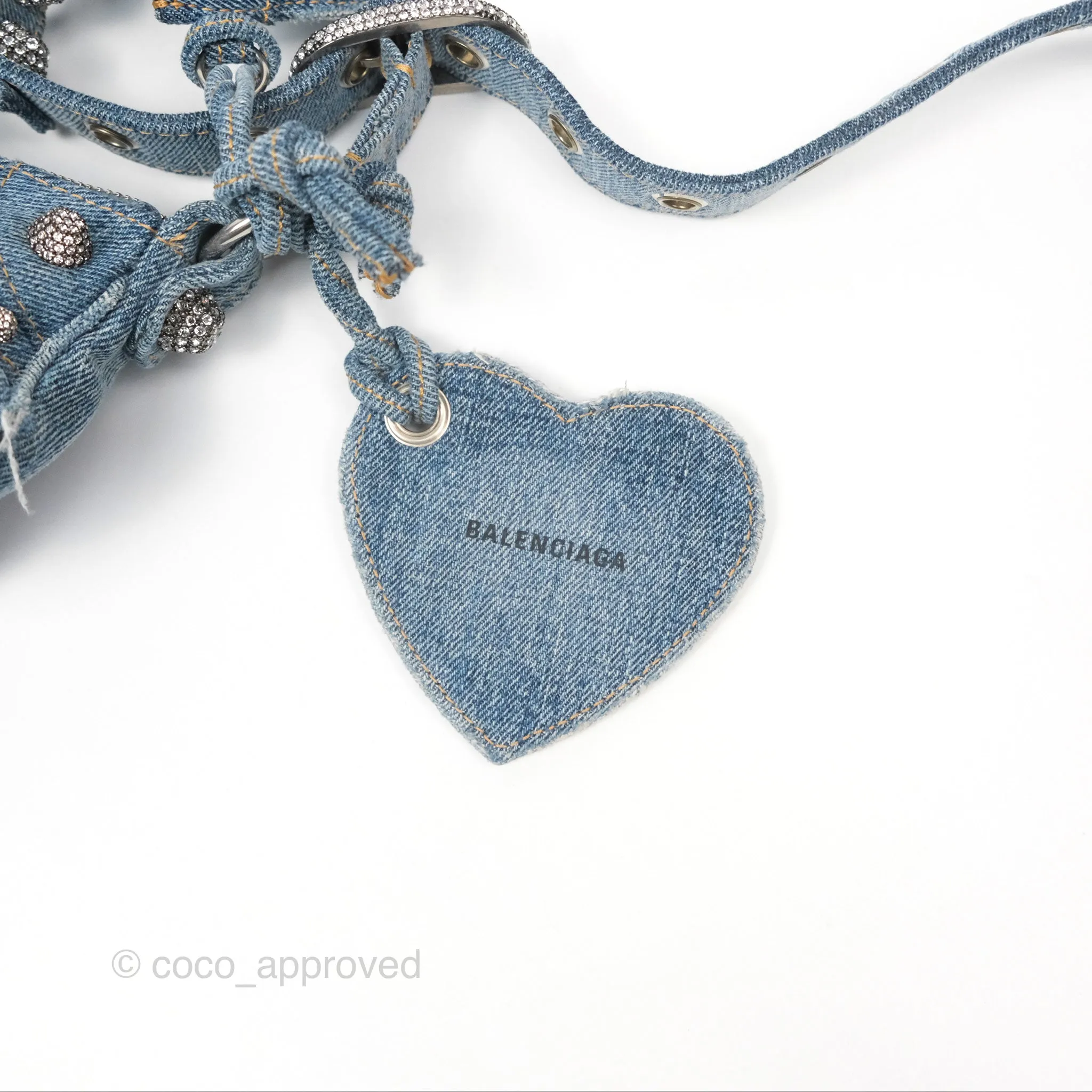Balenciaga Le Cagole Small Embellished Denim Shoulder Bag