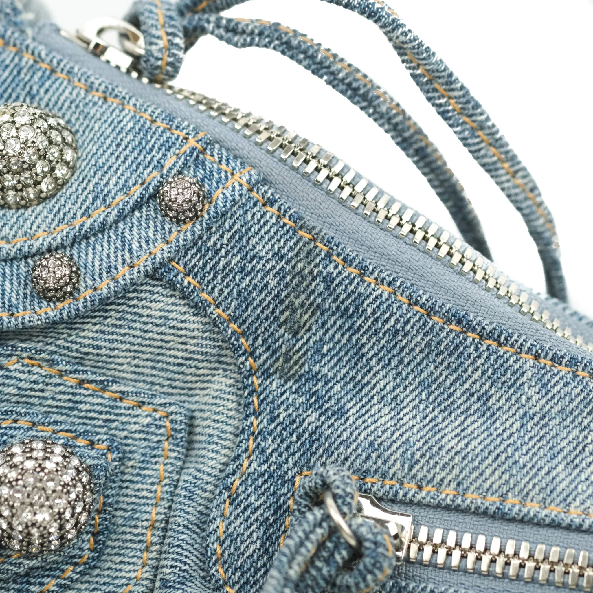 Balenciaga Le Cagole Small Embellished Denim Shoulder Bag