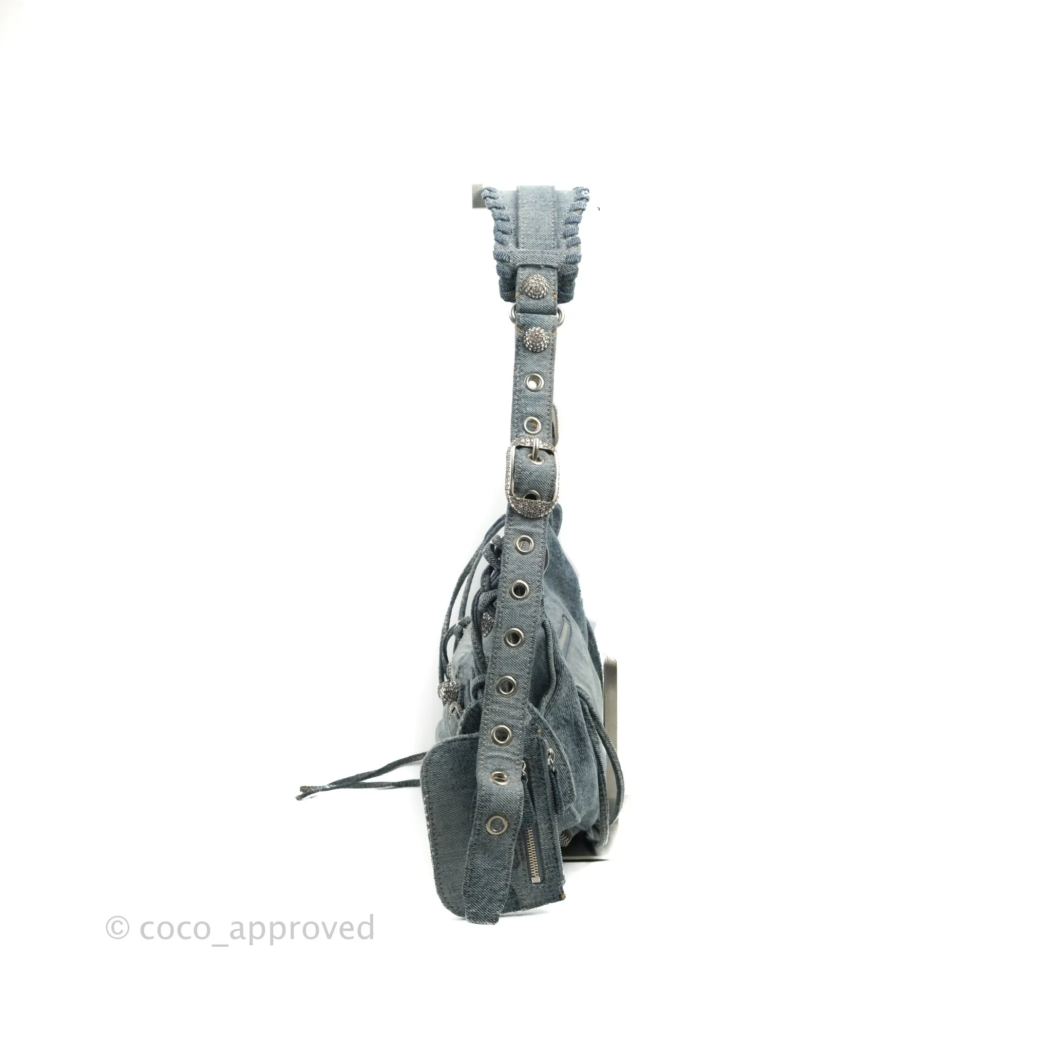 Balenciaga Le Cagole Small Embellished Denim Shoulder Bag