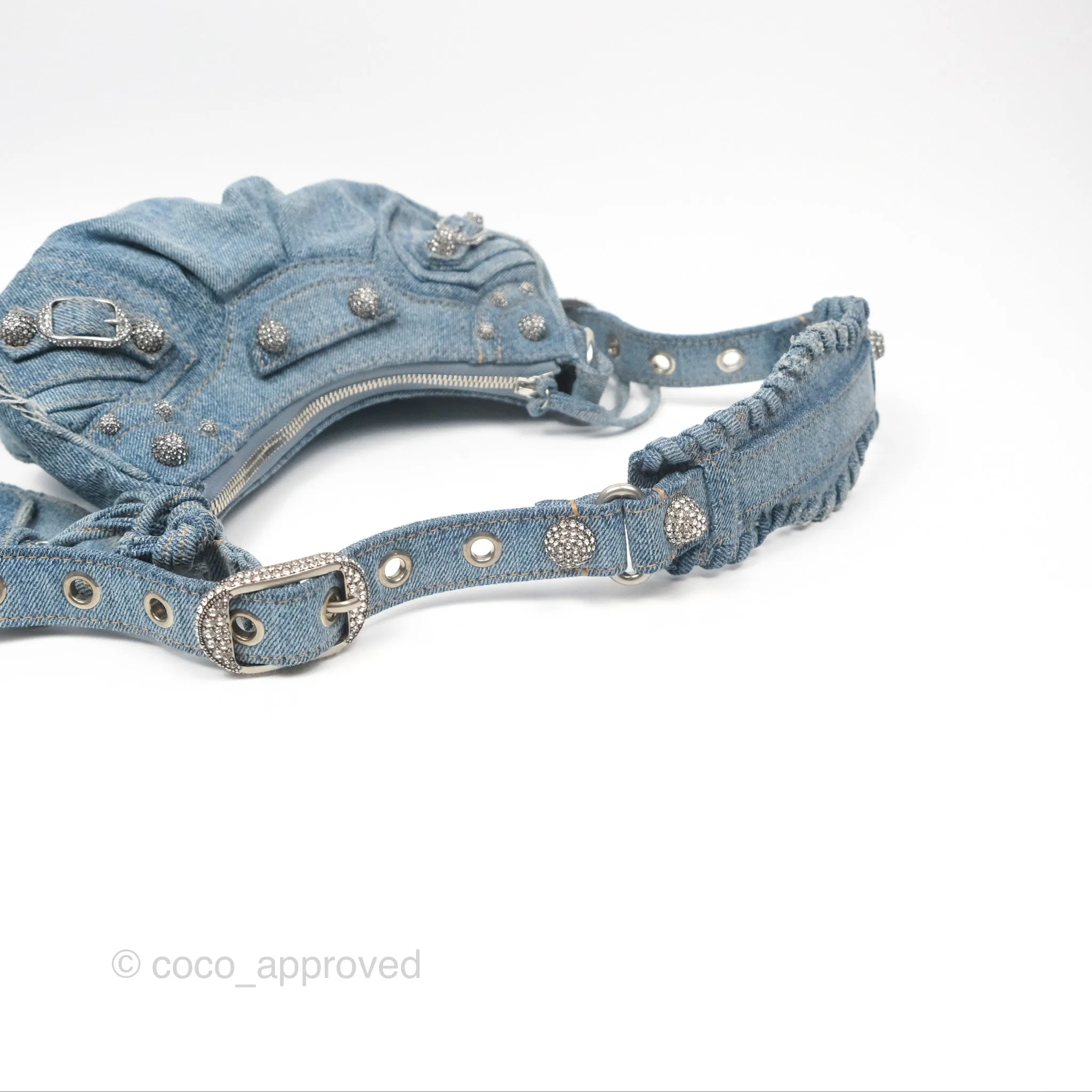 Balenciaga Le Cagole Small Embellished Denim Shoulder Bag