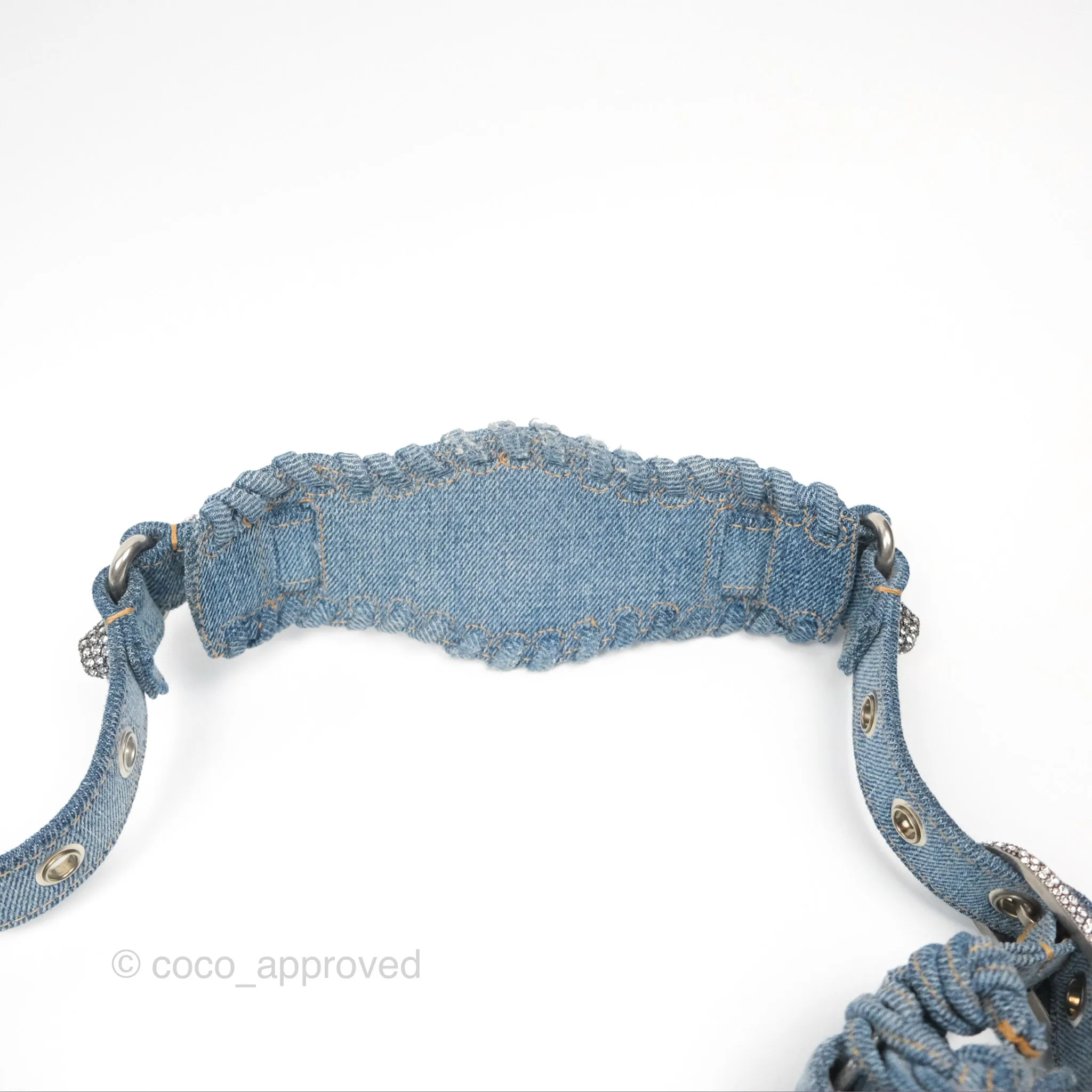 Balenciaga Le Cagole Small Embellished Denim Shoulder Bag