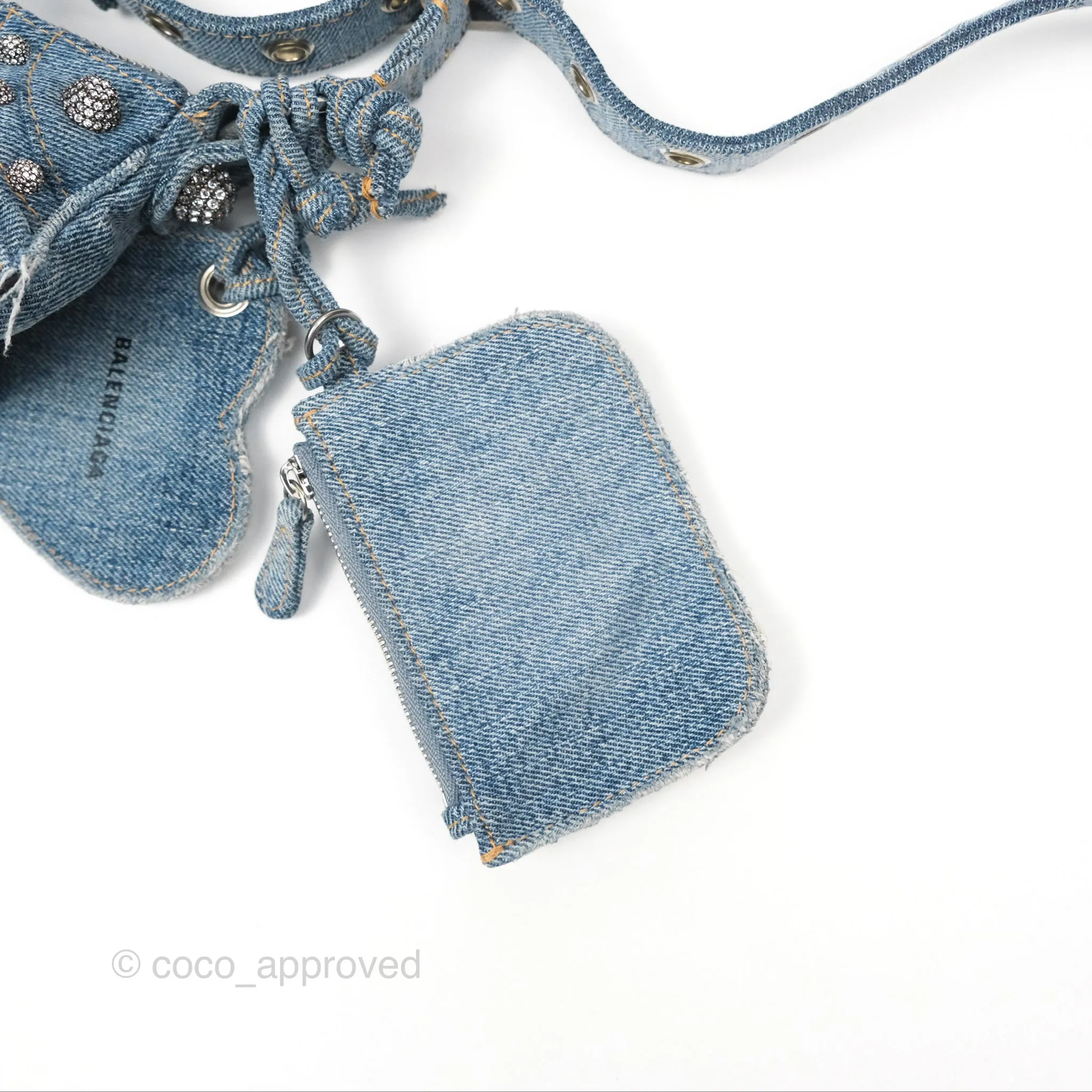 Balenciaga Le Cagole Small Embellished Denim Shoulder Bag