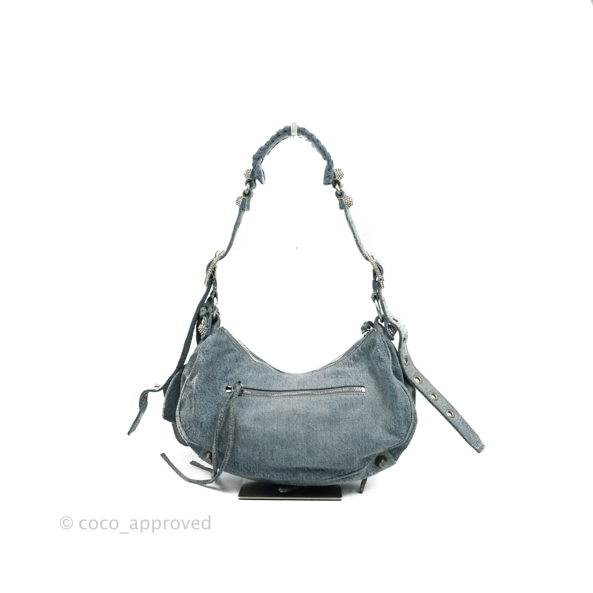 Balenciaga Le Cagole Small Embellished Denim Shoulder Bag