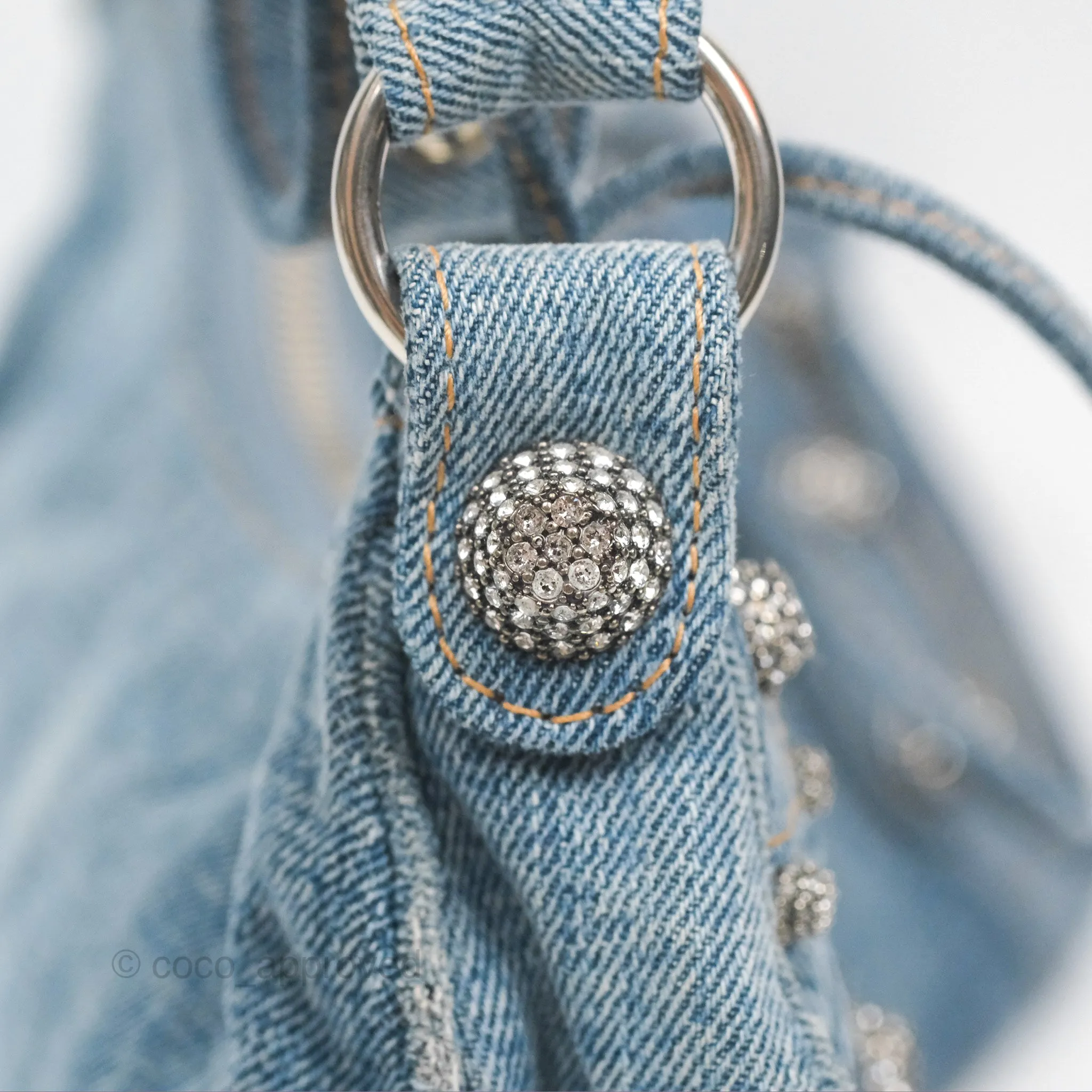 Balenciaga Le Cagole Small Embellished Denim Shoulder Bag
