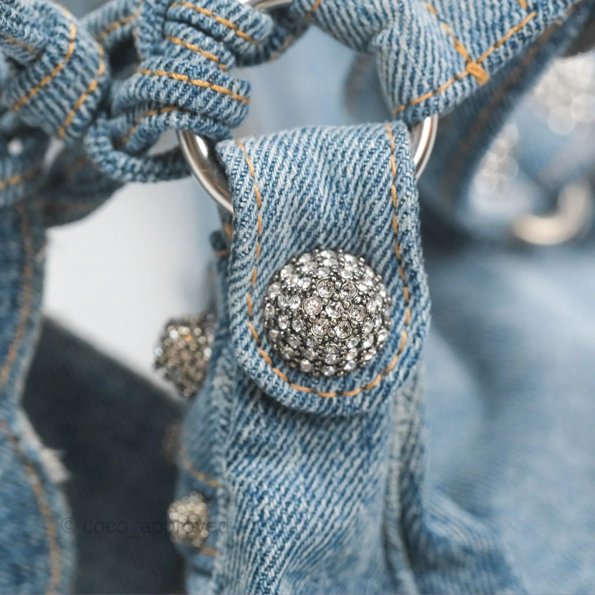 Balenciaga Le Cagole Small Embellished Denim Shoulder Bag