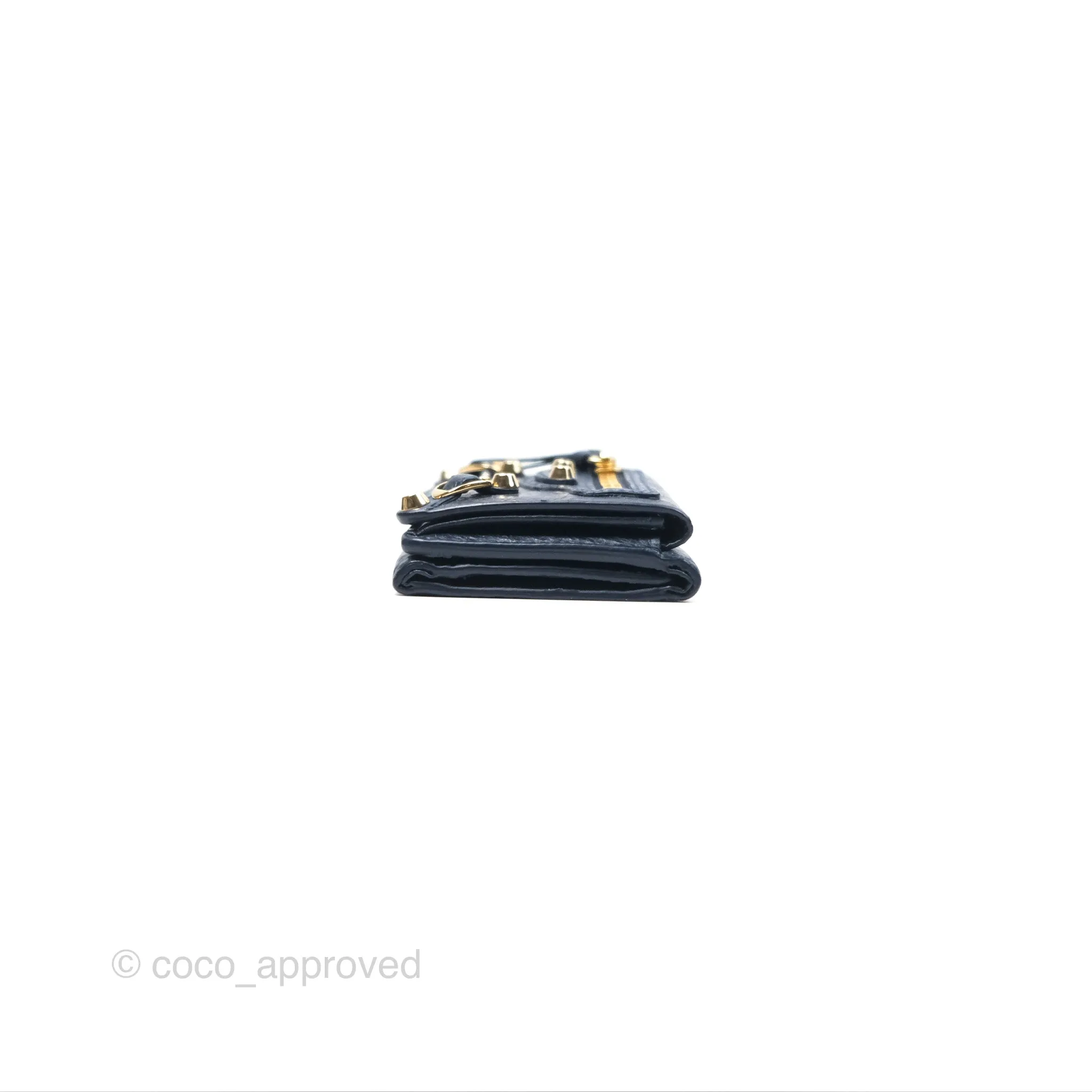 Balenciaga Le City Mini Wallet Navy Gold Hardware