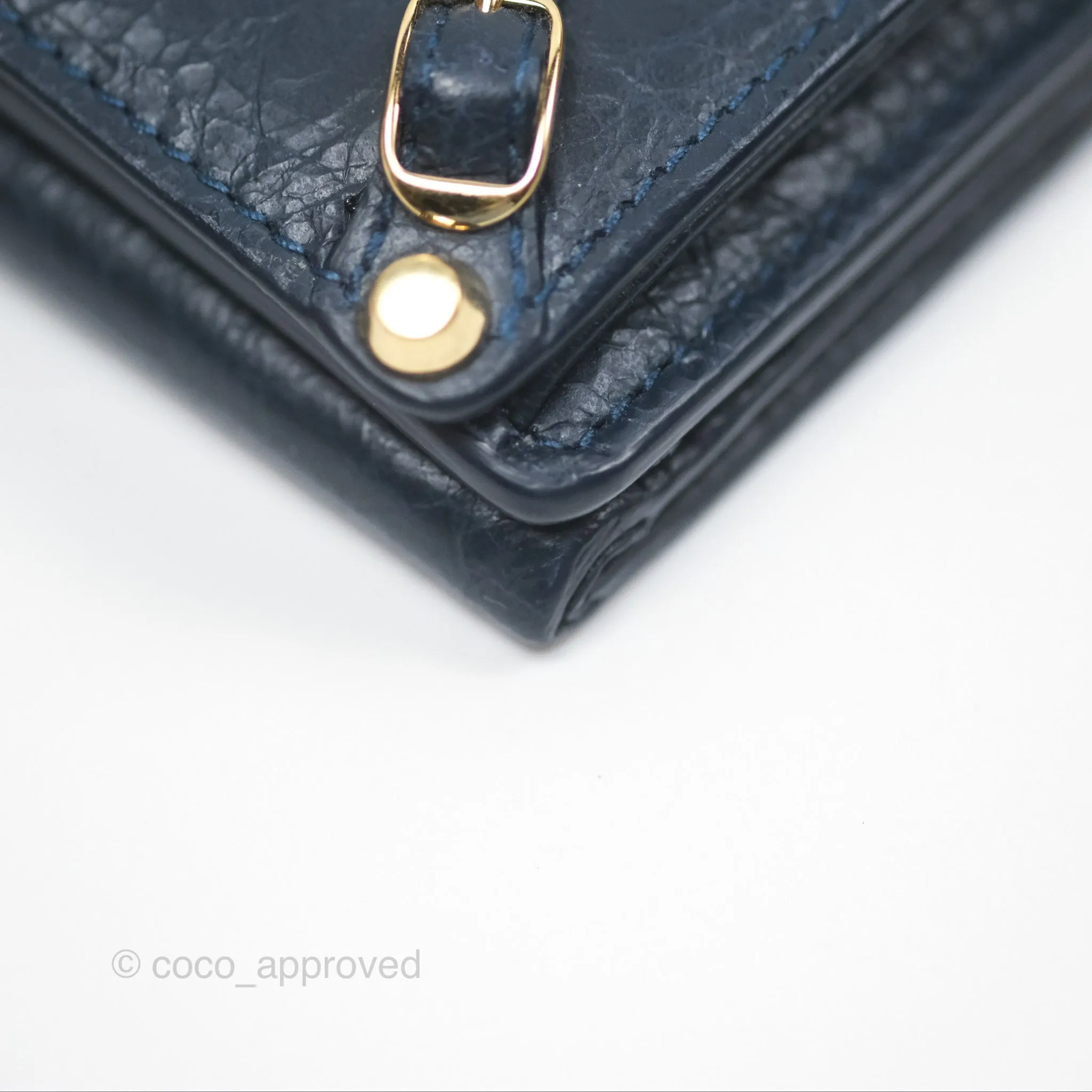 Balenciaga Le City Mini Wallet Navy Gold Hardware