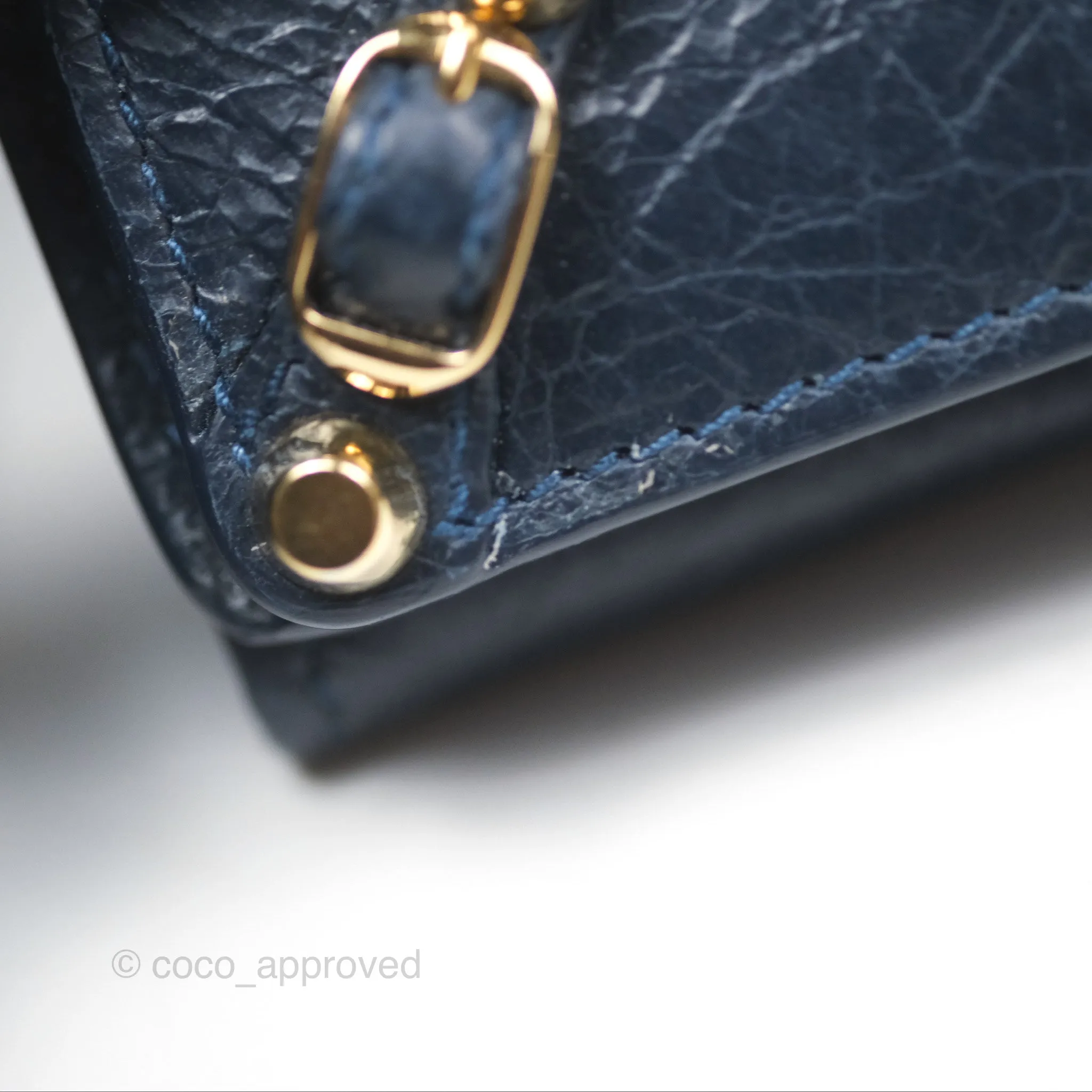 Balenciaga Le City Mini Wallet Navy Gold Hardware