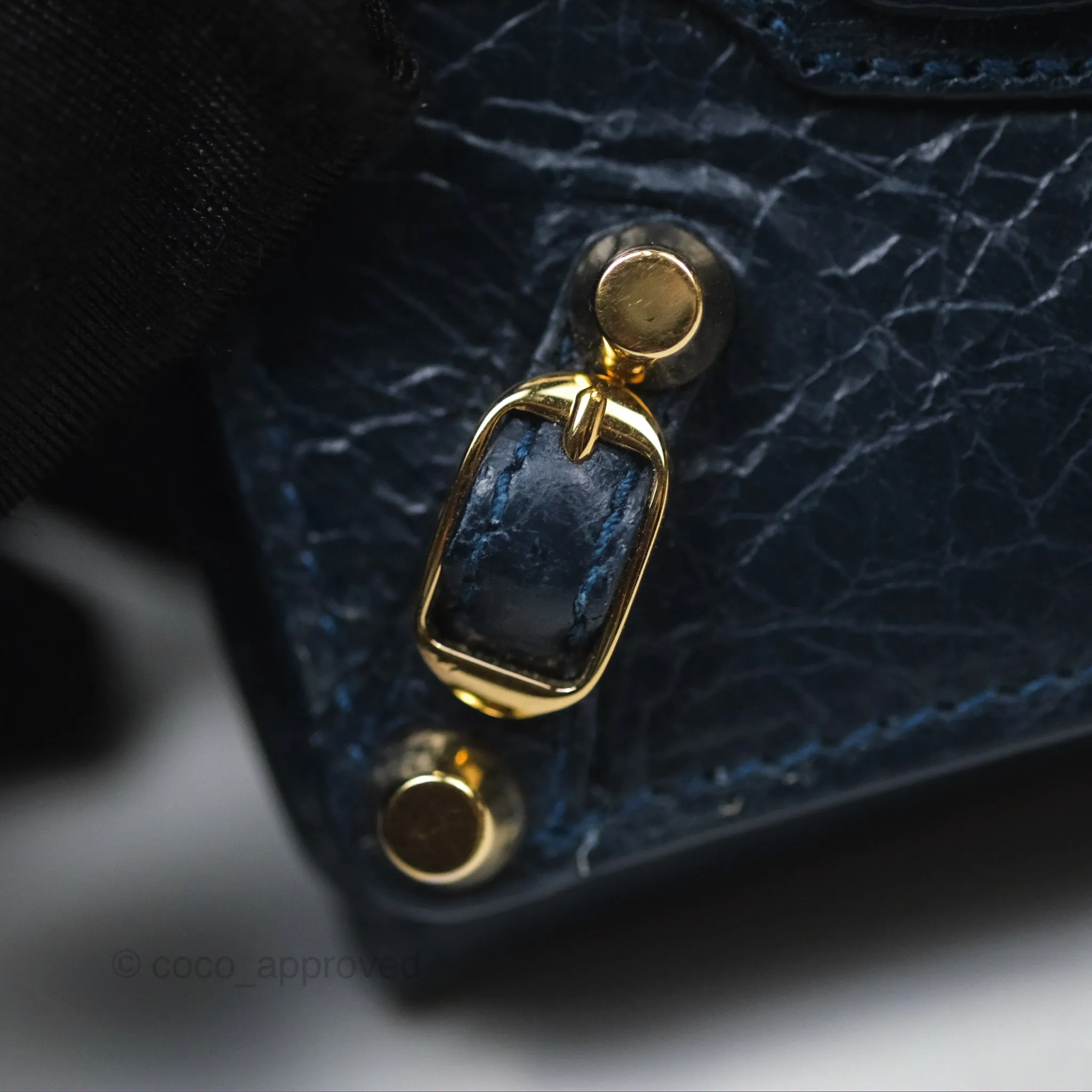 Balenciaga Le City Mini Wallet Navy Gold Hardware