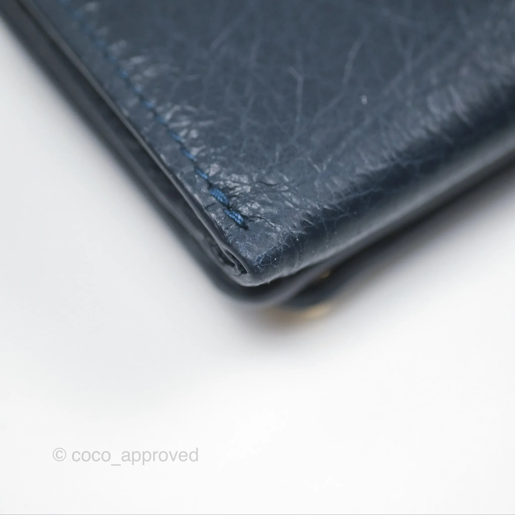 Balenciaga Le City Mini Wallet Navy Gold Hardware