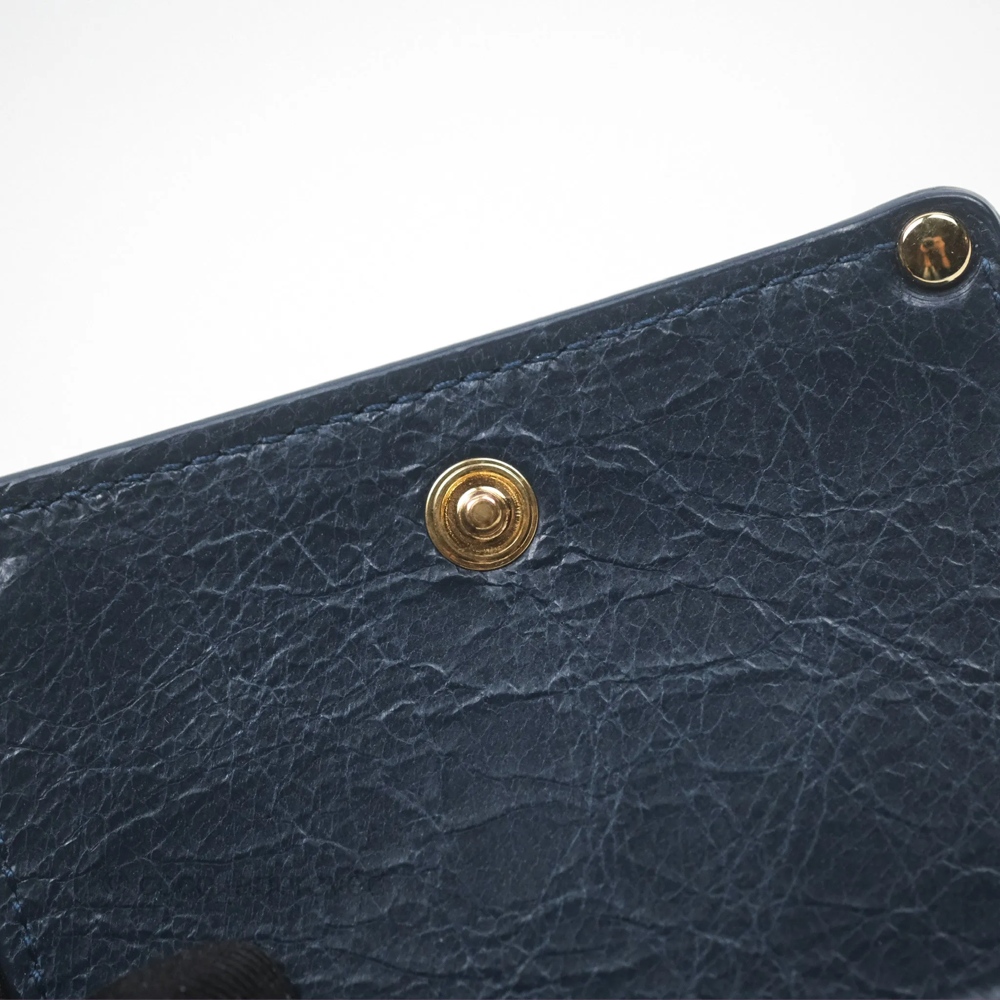 Balenciaga Le City Mini Wallet Navy Gold Hardware