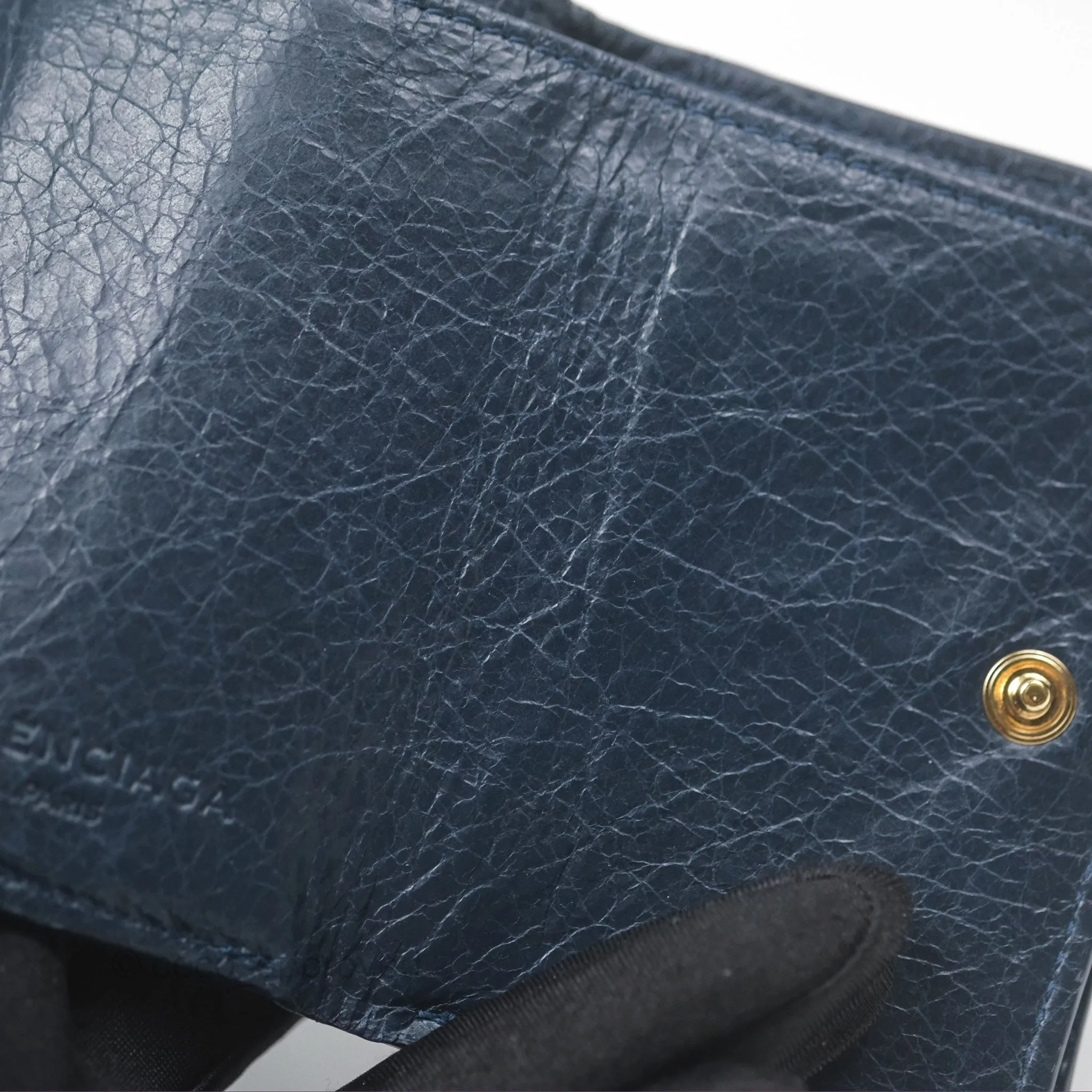 Balenciaga Le City Mini Wallet Navy Gold Hardware