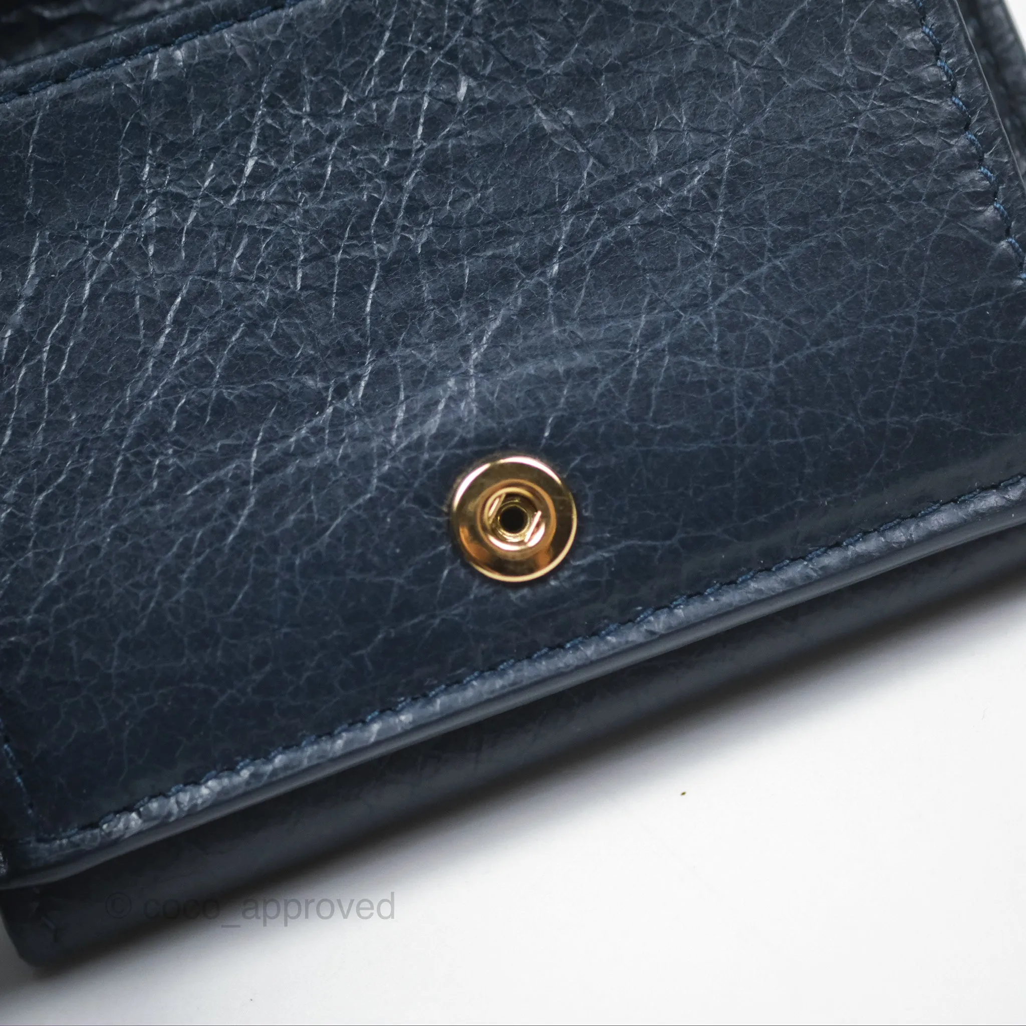Balenciaga Le City Mini Wallet Navy Gold Hardware