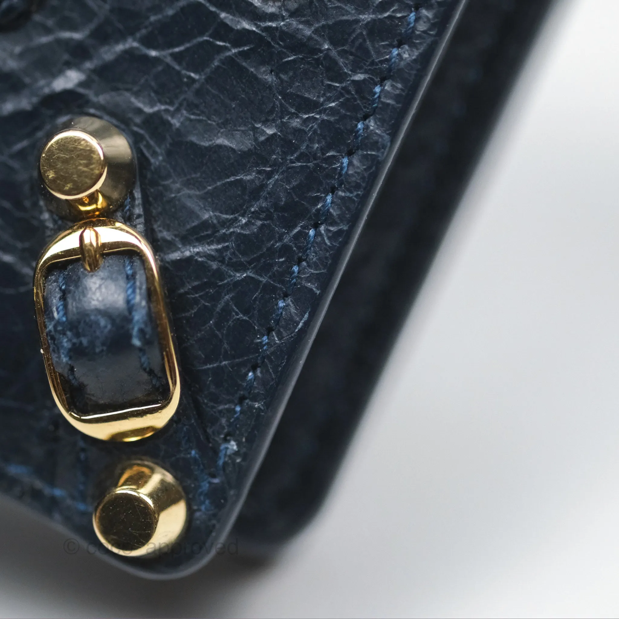 Balenciaga Le City Mini Wallet Navy Gold Hardware