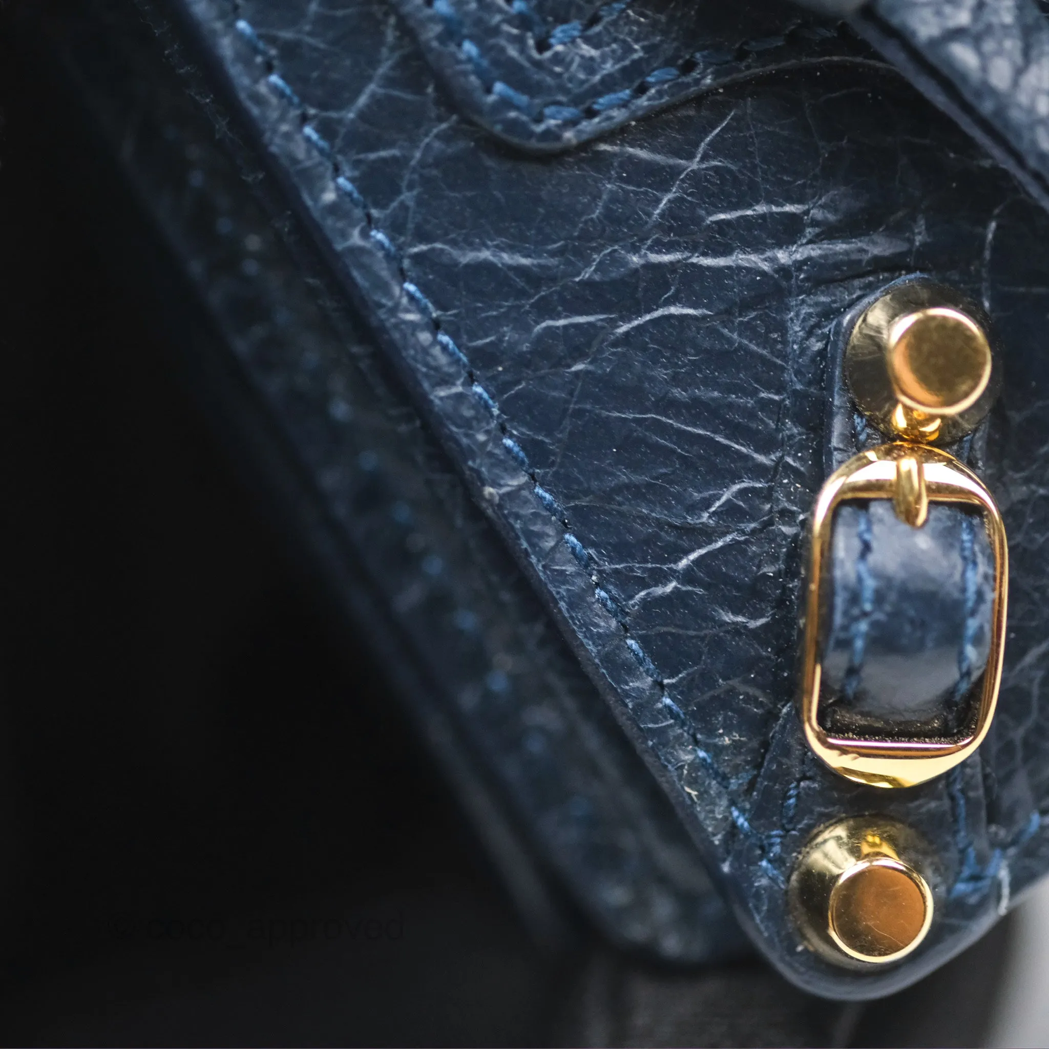 Balenciaga Le City Mini Wallet Navy Gold Hardware