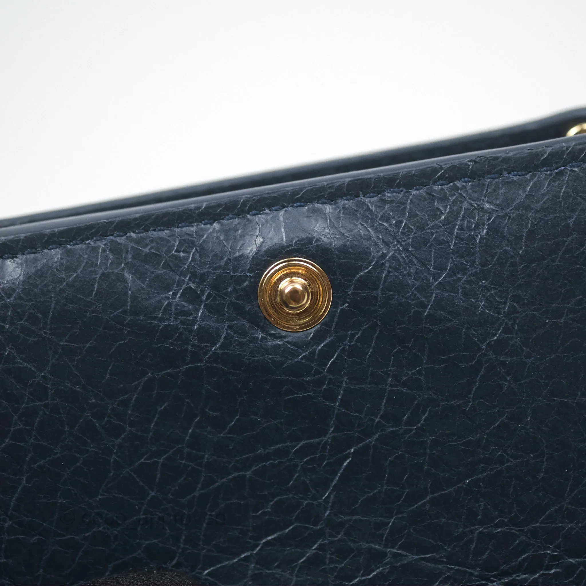 Balenciaga Le City Mini Wallet Navy Gold Hardware
