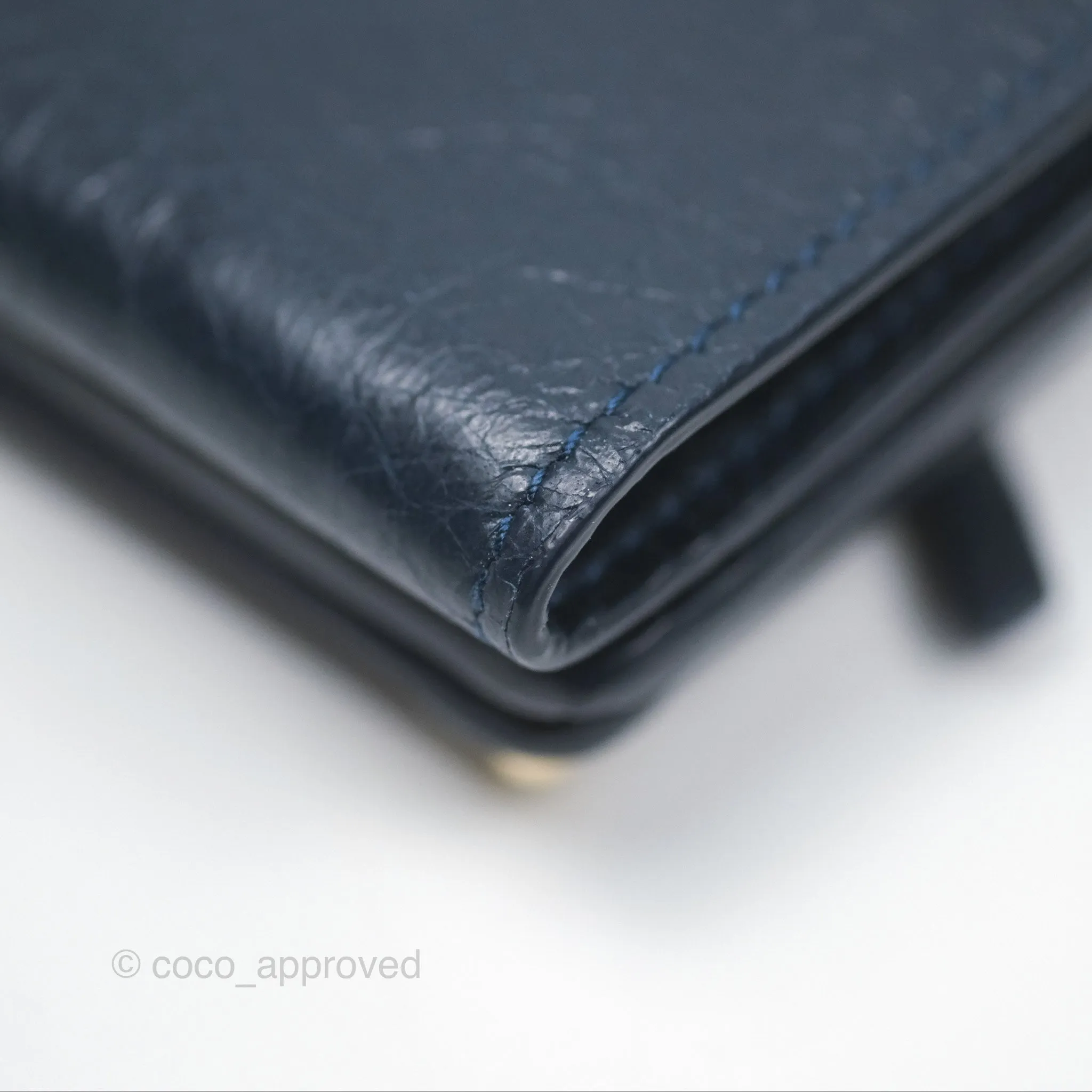 Balenciaga Le City Mini Wallet Navy Gold Hardware