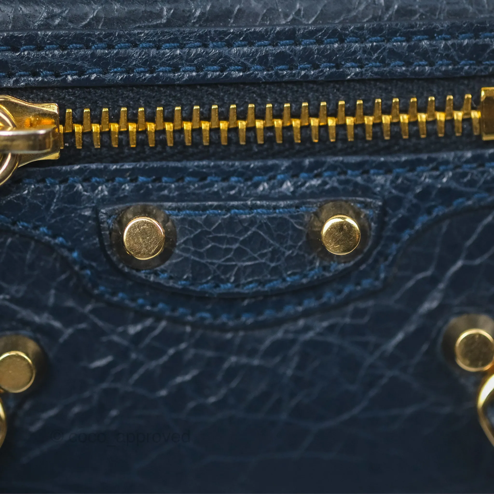 Balenciaga Le City Mini Wallet Navy Gold Hardware