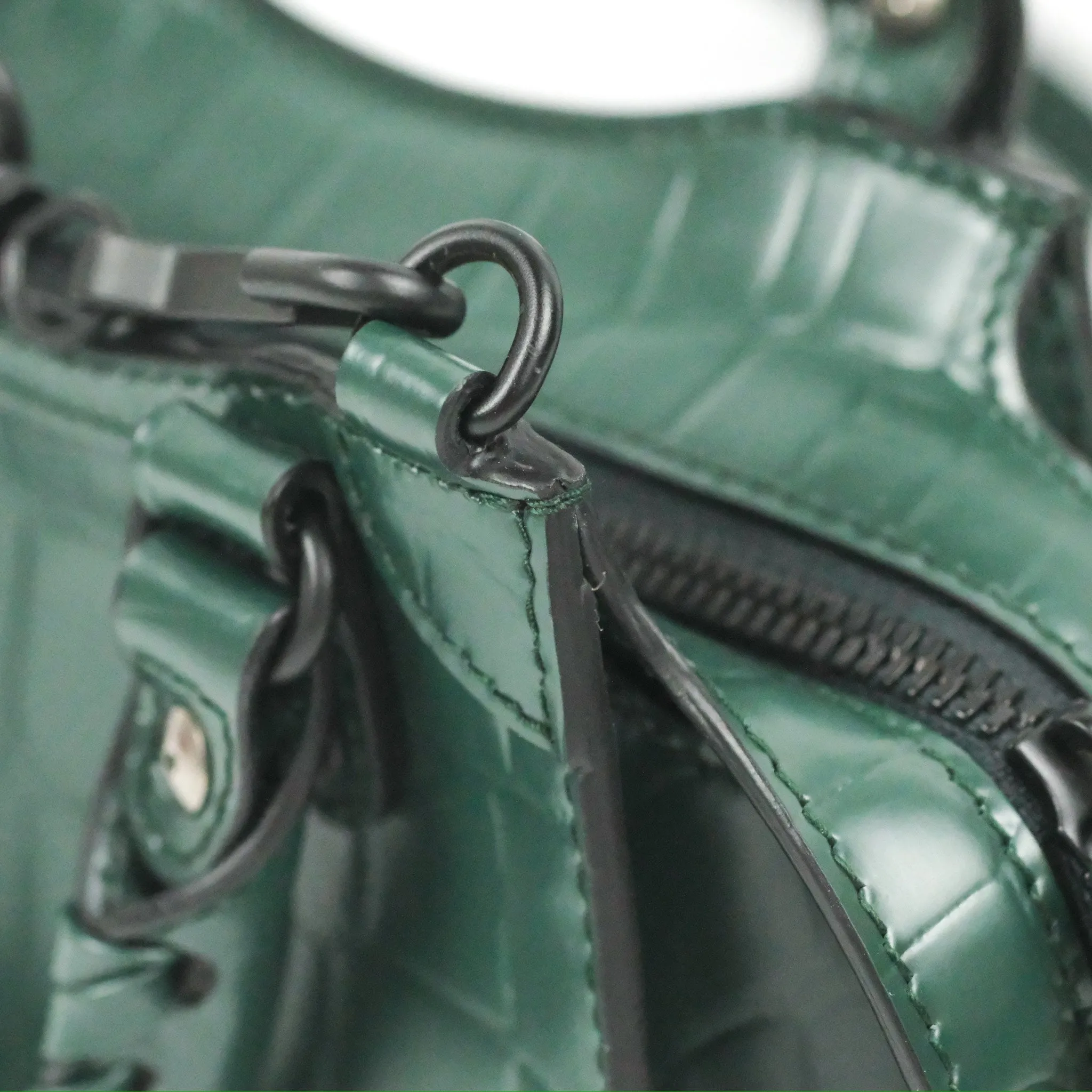 Balenciaga Mini Neo Classic City Bag Green Croc Embossed