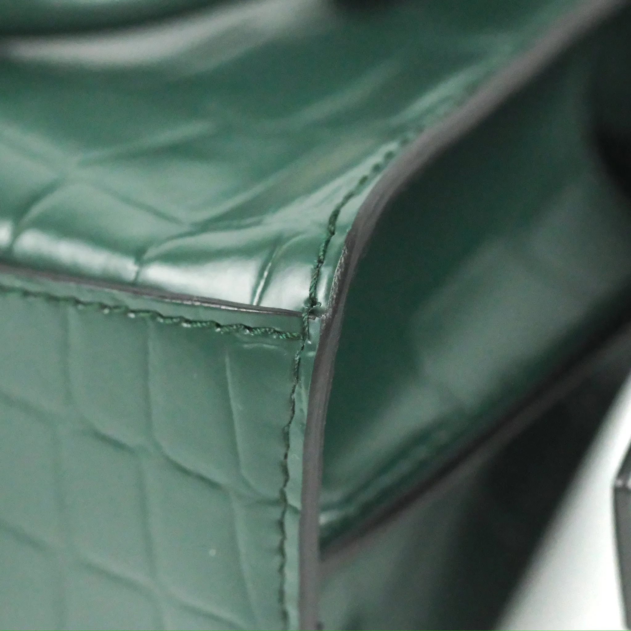 Balenciaga Mini Neo Classic City Bag Green Croc Embossed