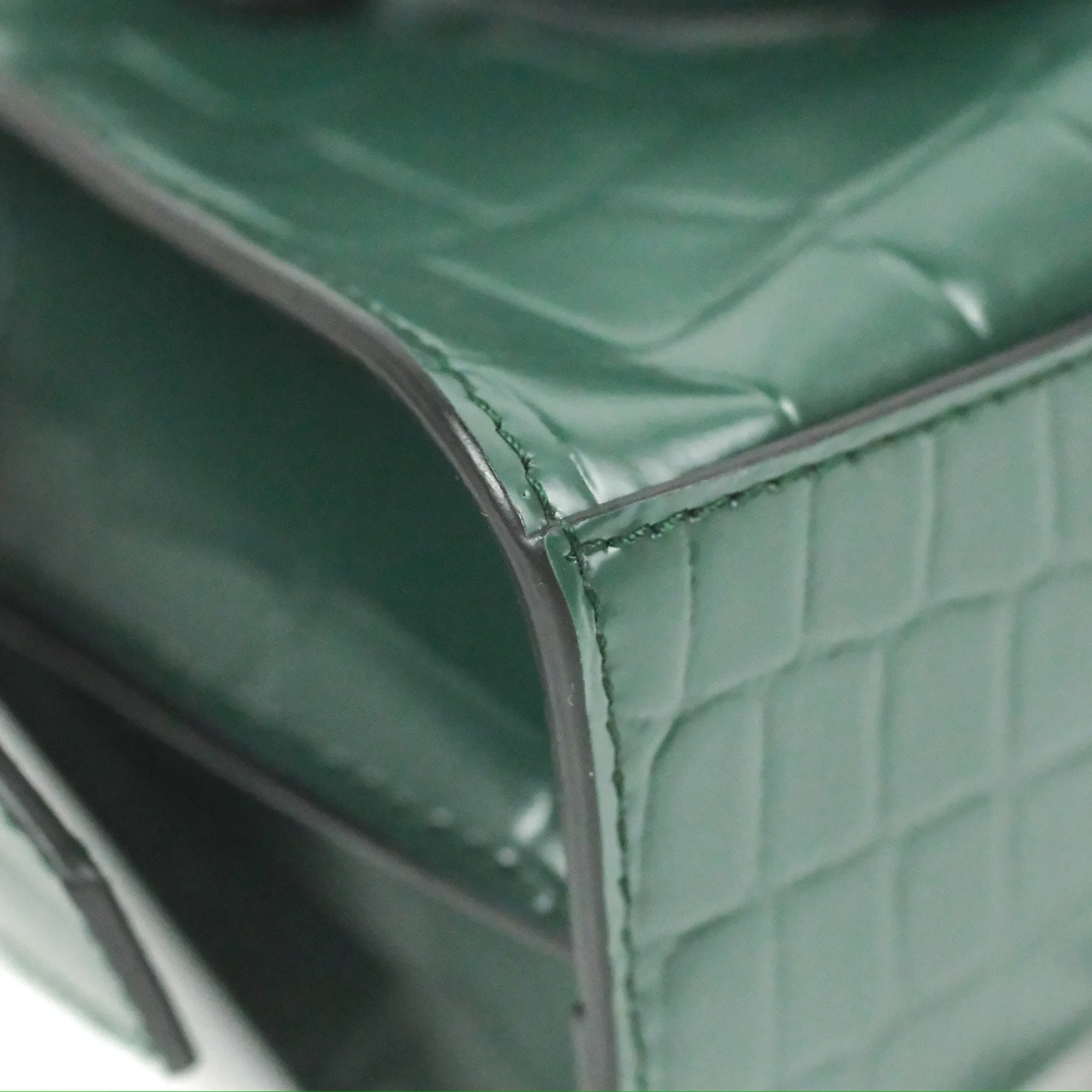 Balenciaga Mini Neo Classic City Bag Green Croc Embossed