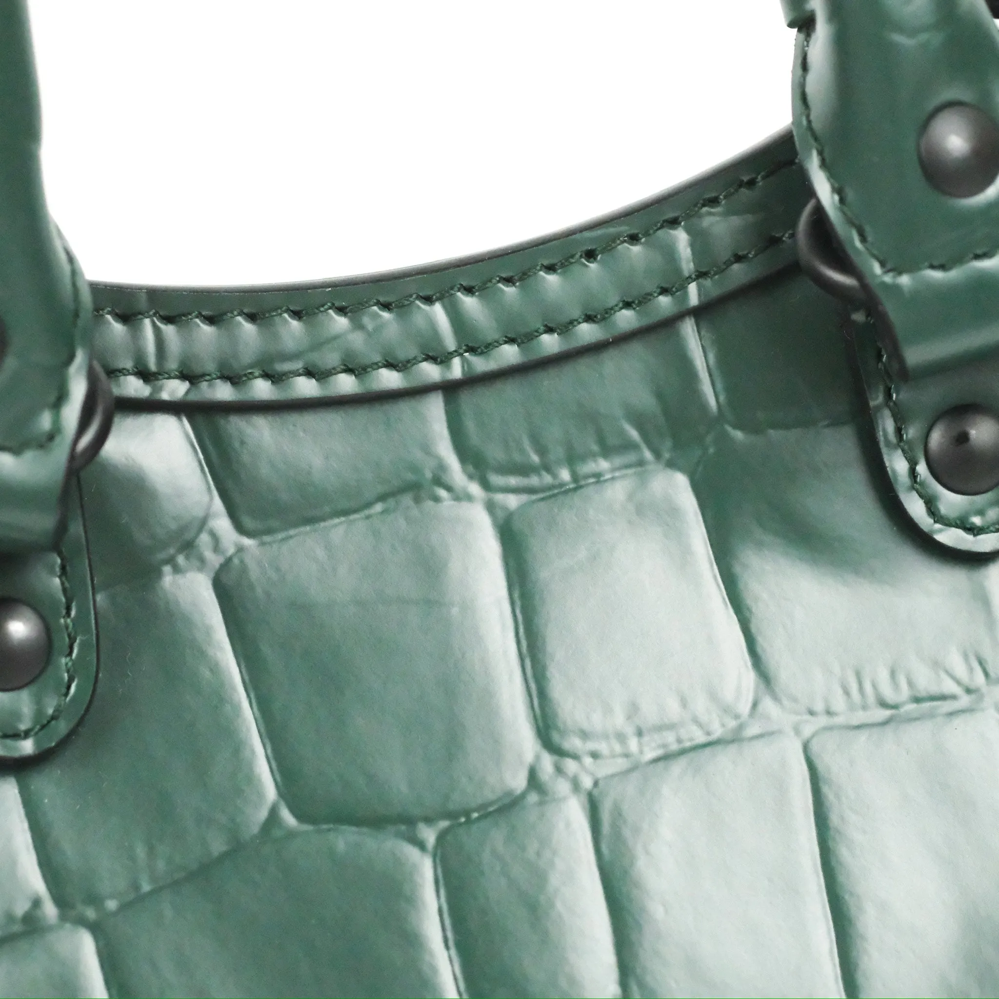 Balenciaga Mini Neo Classic City Bag Green Croc Embossed