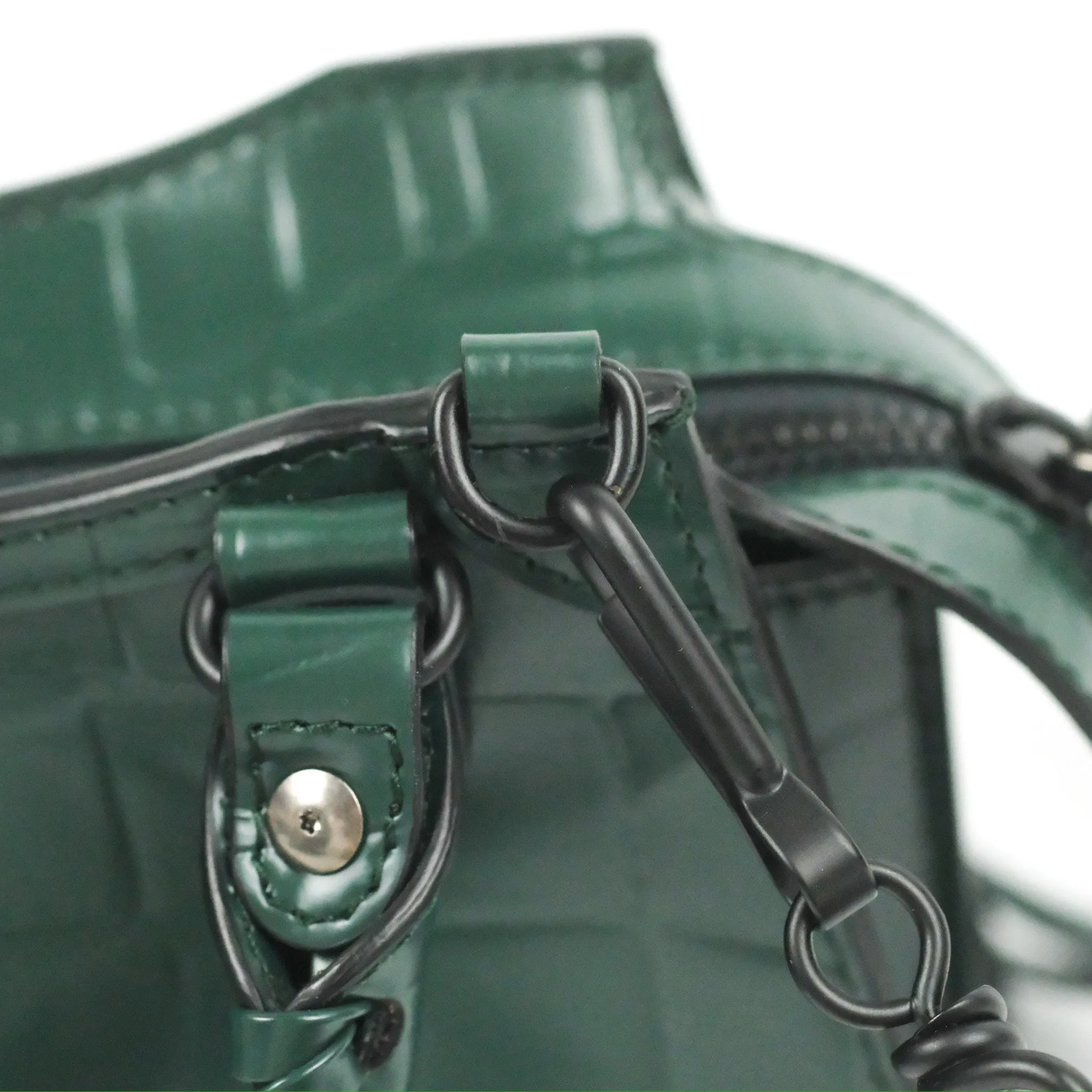 Balenciaga Mini Neo Classic City Bag Green Croc Embossed