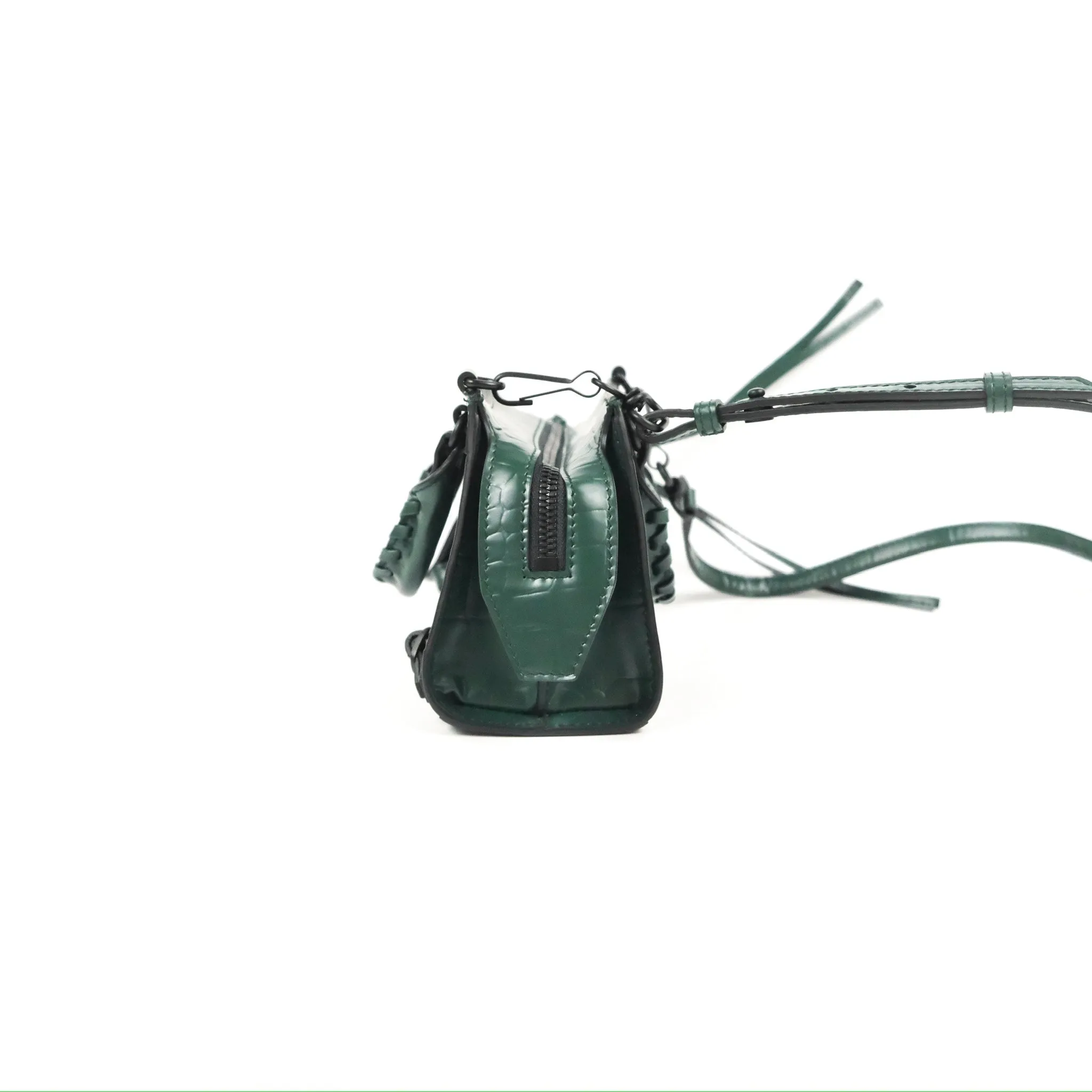 Balenciaga Mini Neo Classic City Bag Green Croc Embossed