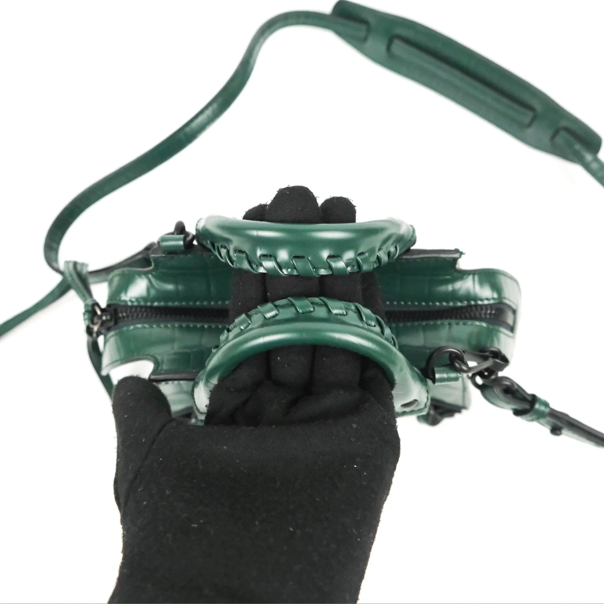 Balenciaga Mini Neo Classic City Bag Green Croc Embossed