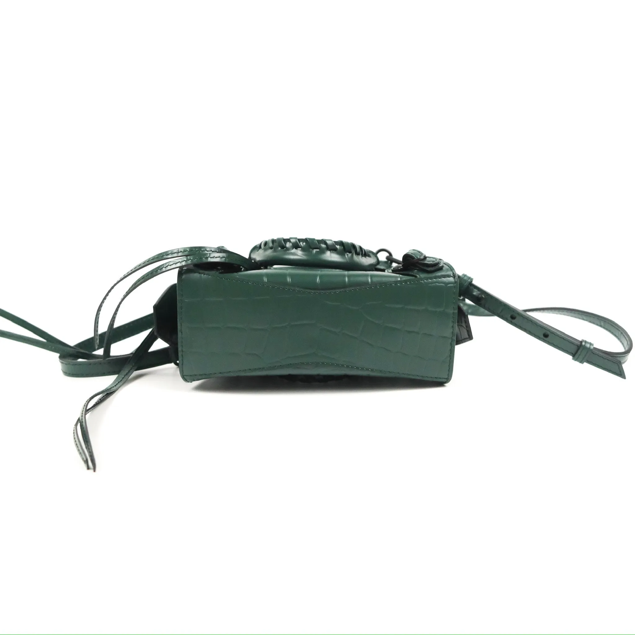 Balenciaga Mini Neo Classic City Bag Green Croc Embossed