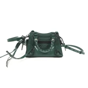Balenciaga Mini Neo Classic City Bag Green Croc Embossed