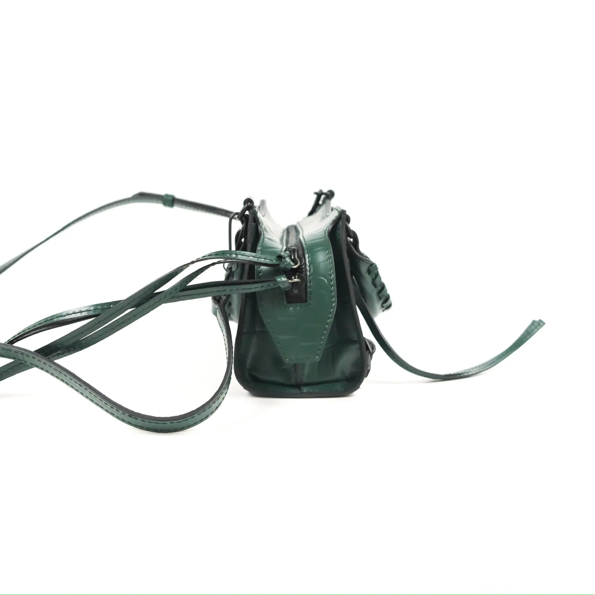 Balenciaga Mini Neo Classic City Bag Green Croc Embossed