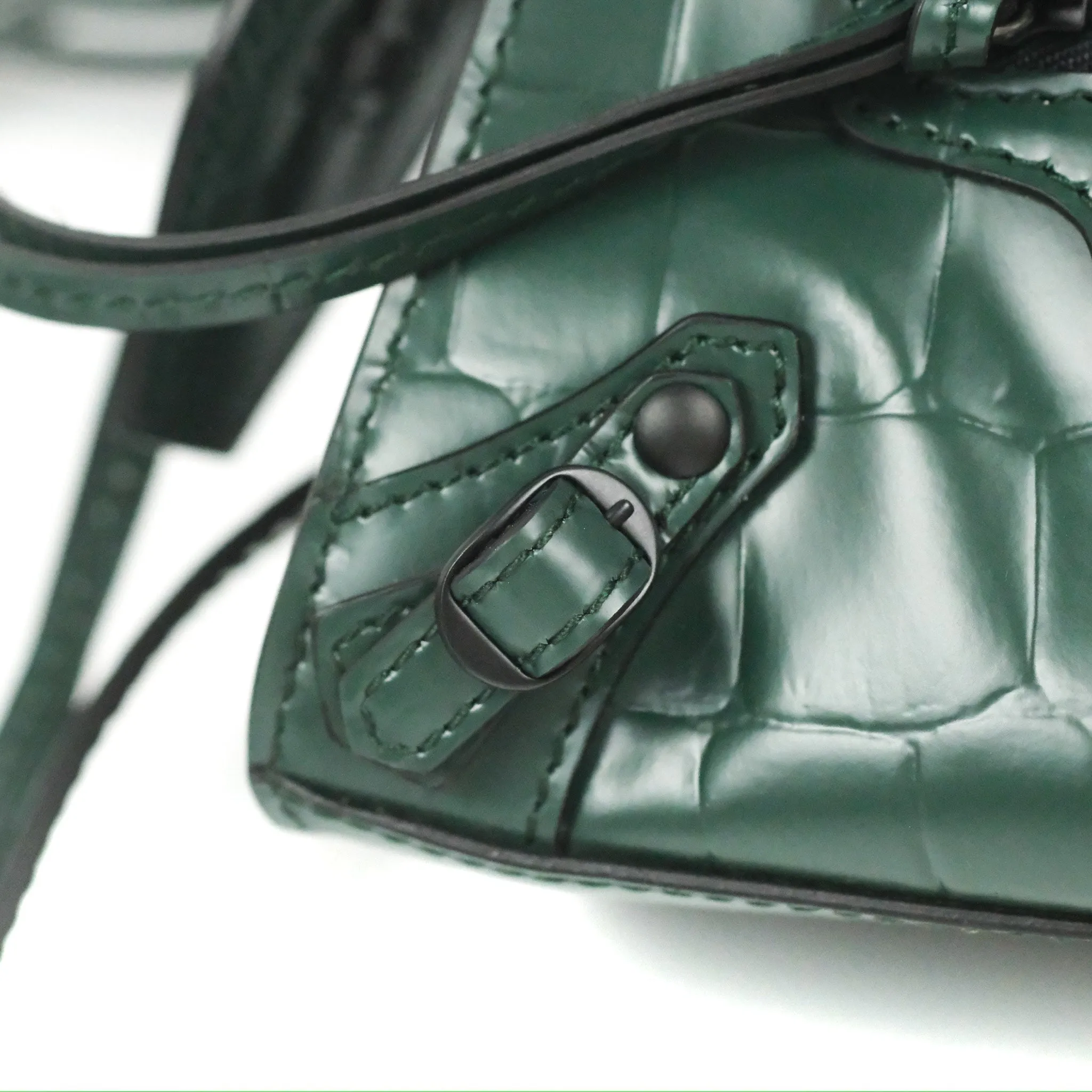 Balenciaga Mini Neo Classic City Bag Green Croc Embossed