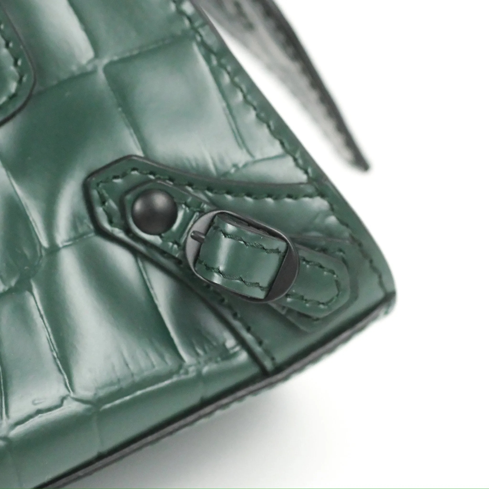 Balenciaga Mini Neo Classic City Bag Green Croc Embossed