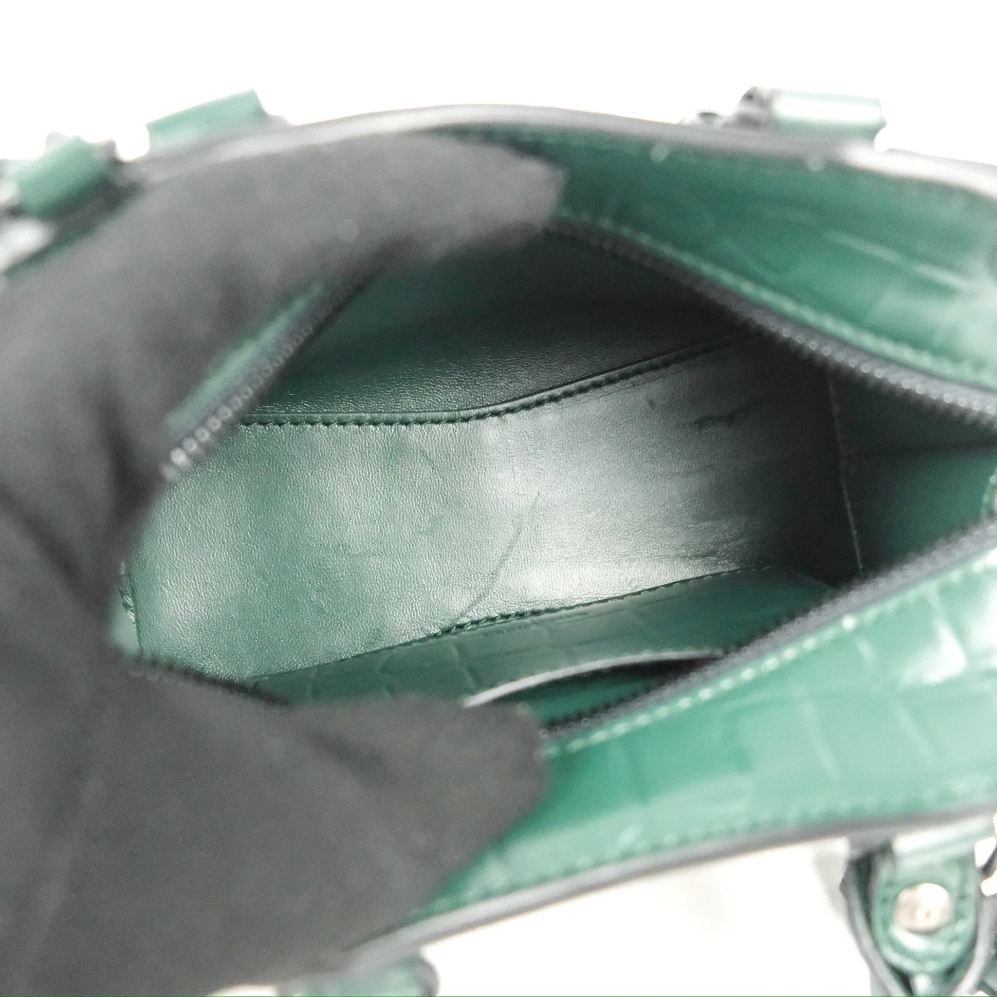 Balenciaga Mini Neo Classic City Bag Green Croc Embossed