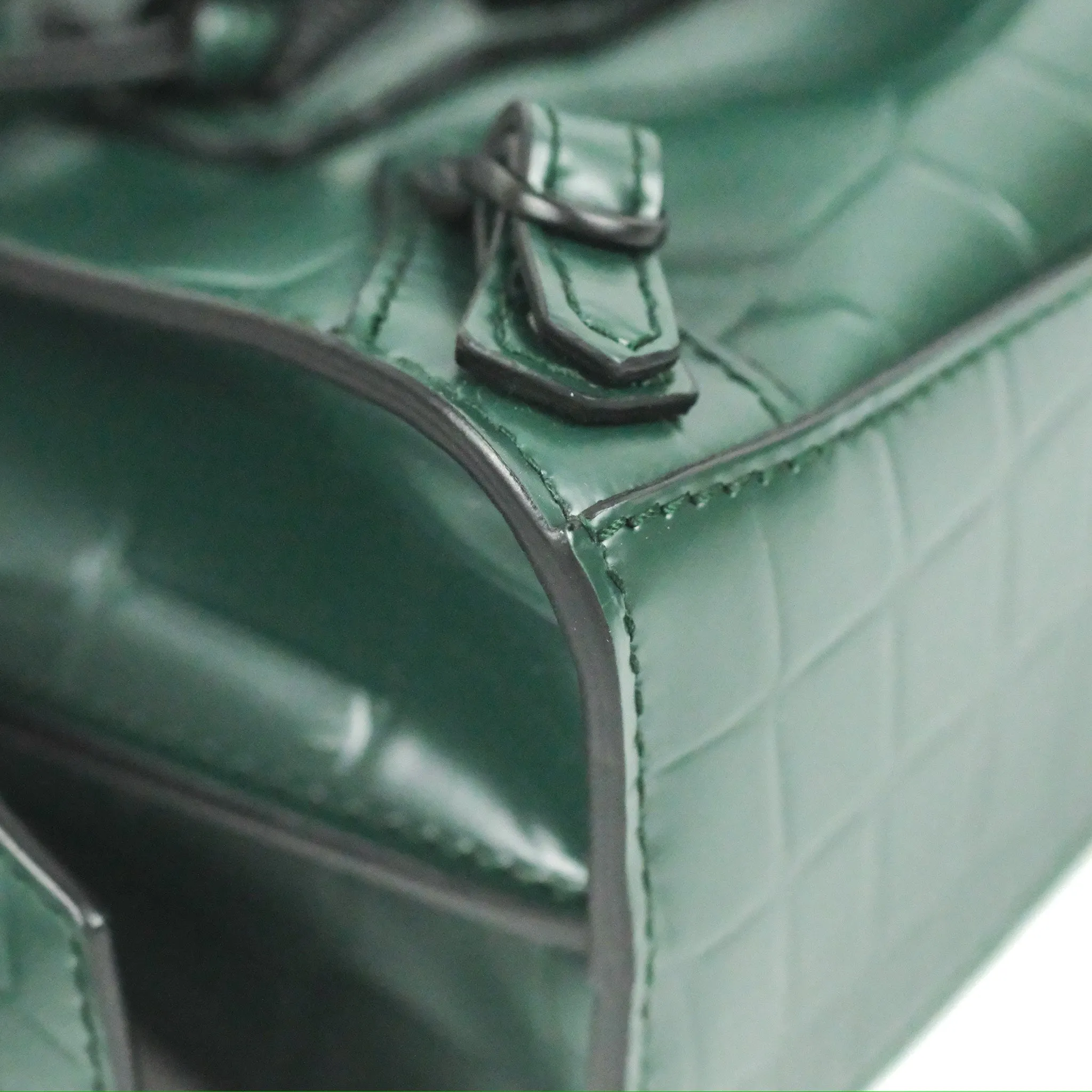 Balenciaga Mini Neo Classic City Bag Green Croc Embossed