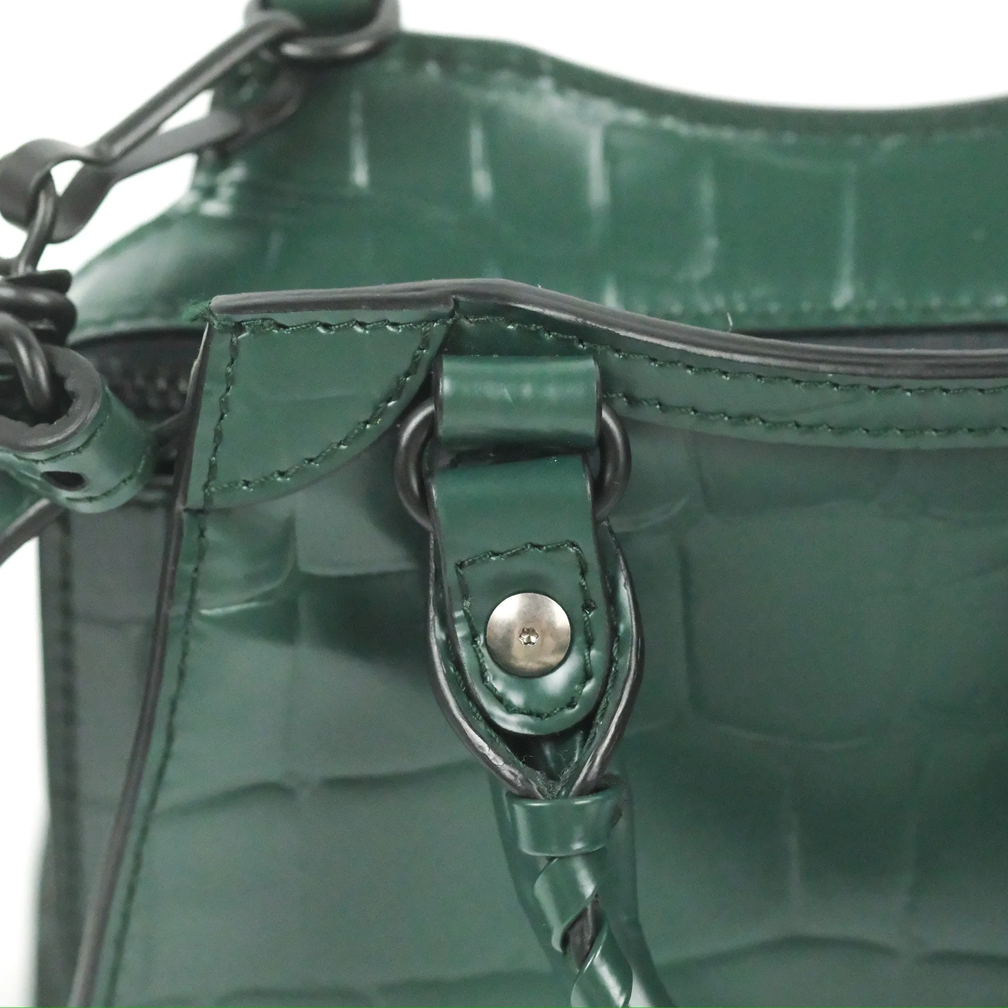 Balenciaga Mini Neo Classic City Bag Green Croc Embossed