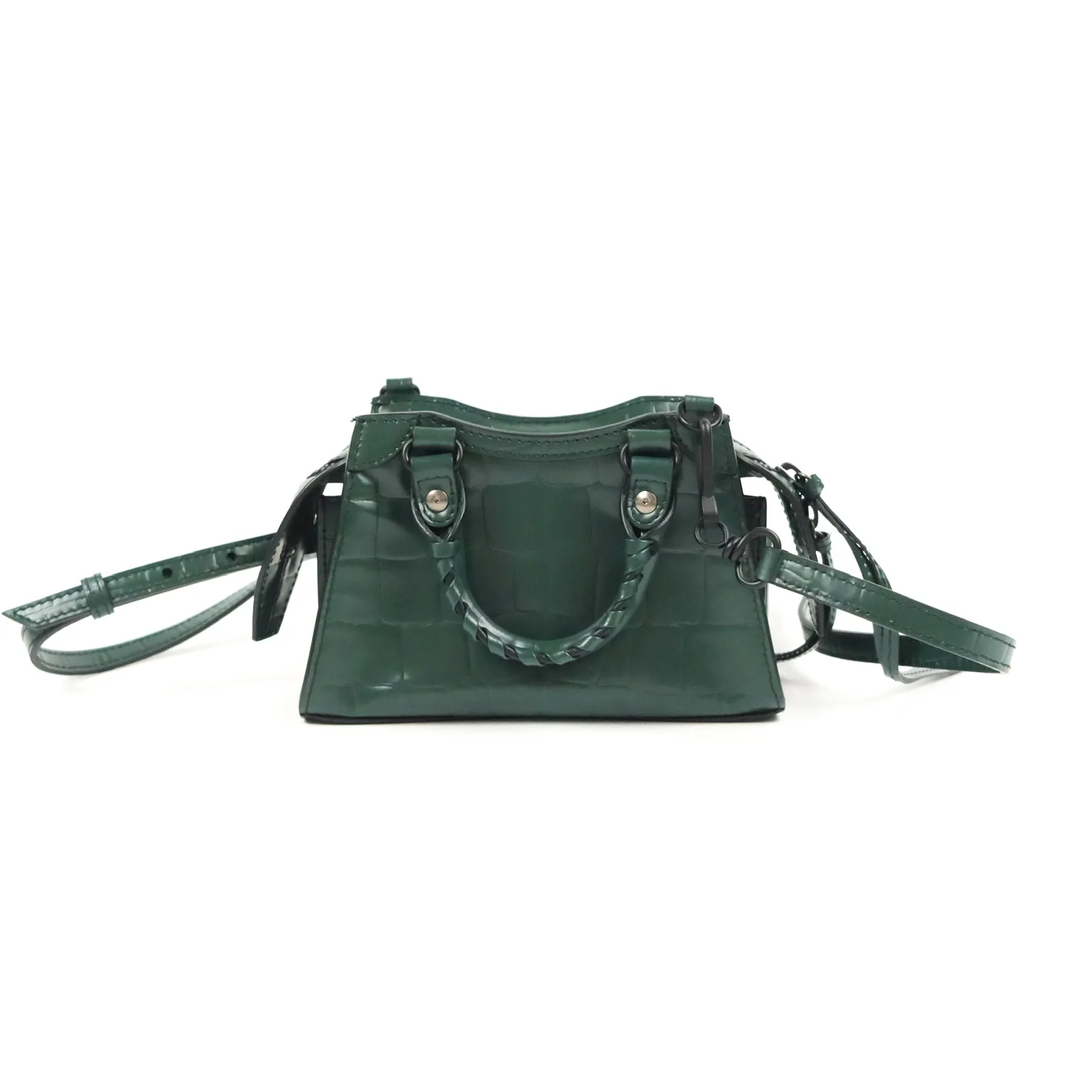 Balenciaga Mini Neo Classic City Bag Green Croc Embossed