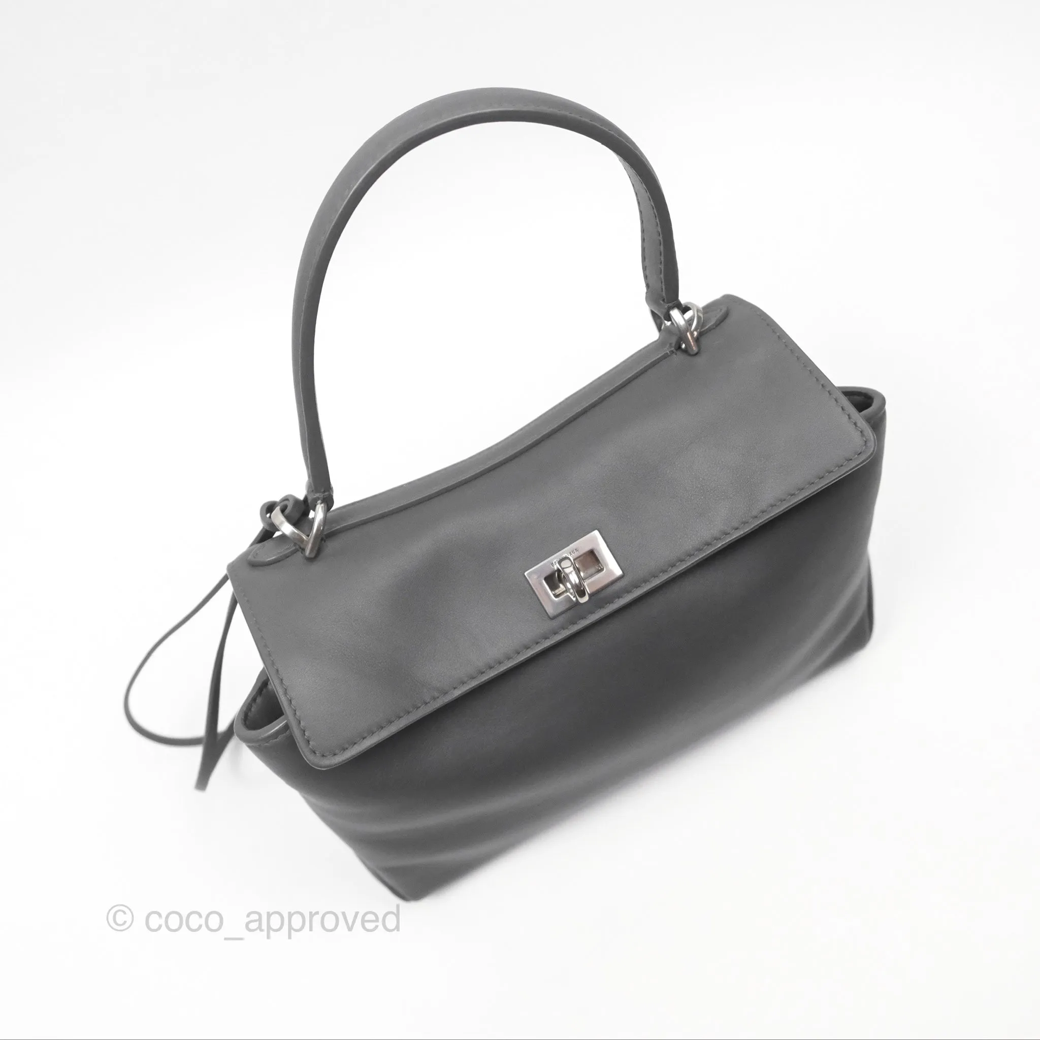 Balenciaga Rodeo Mini in Grey Smooth Calfskin Antique Silver Hardware