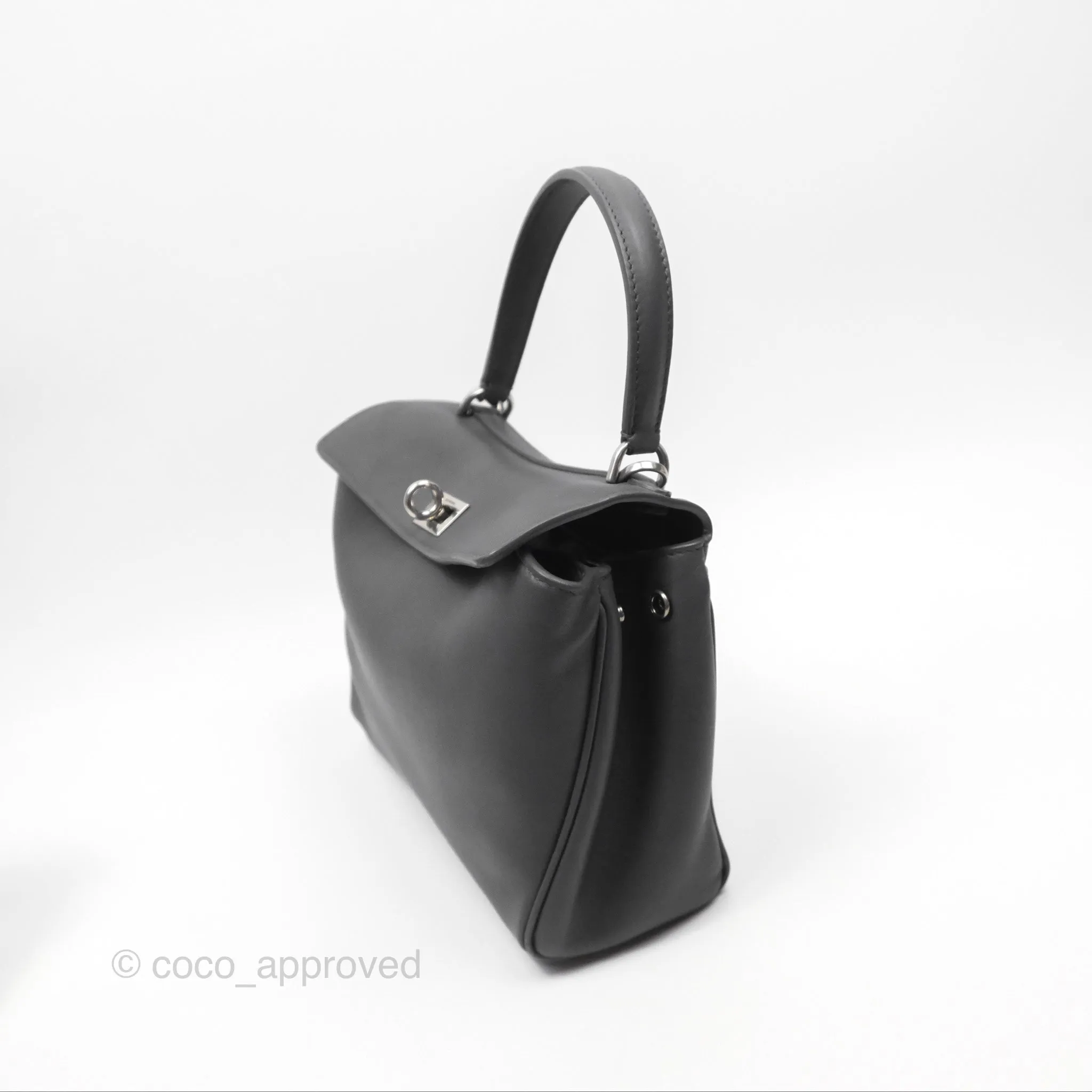 Balenciaga Rodeo Mini in Grey Smooth Calfskin Antique Silver Hardware