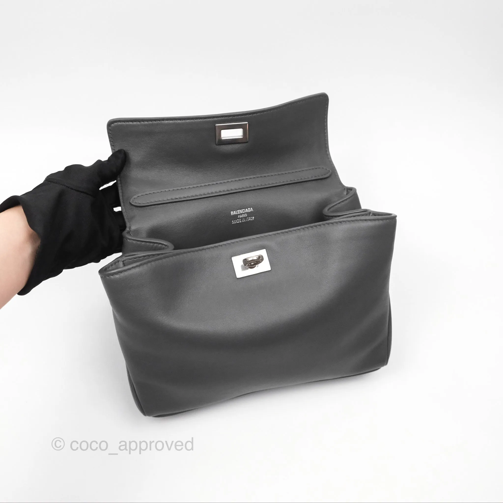 Balenciaga Rodeo Mini in Grey Smooth Calfskin Antique Silver Hardware