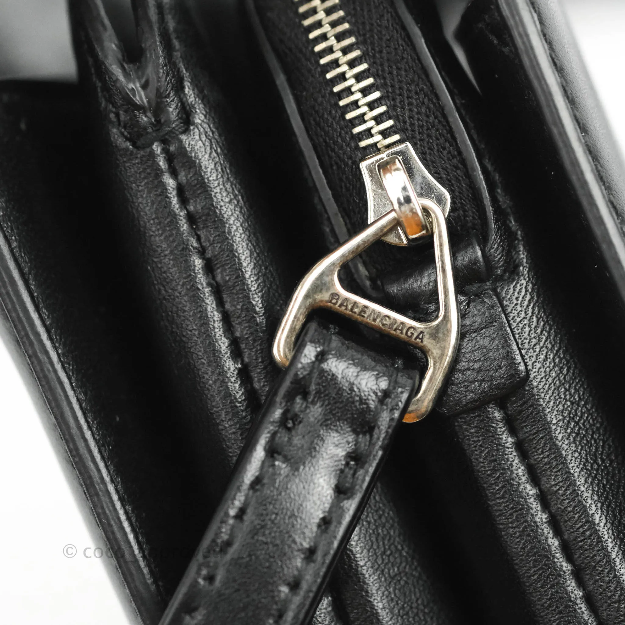 Balenciaga Small B Bag Black Box Calfskin Silver Hardware