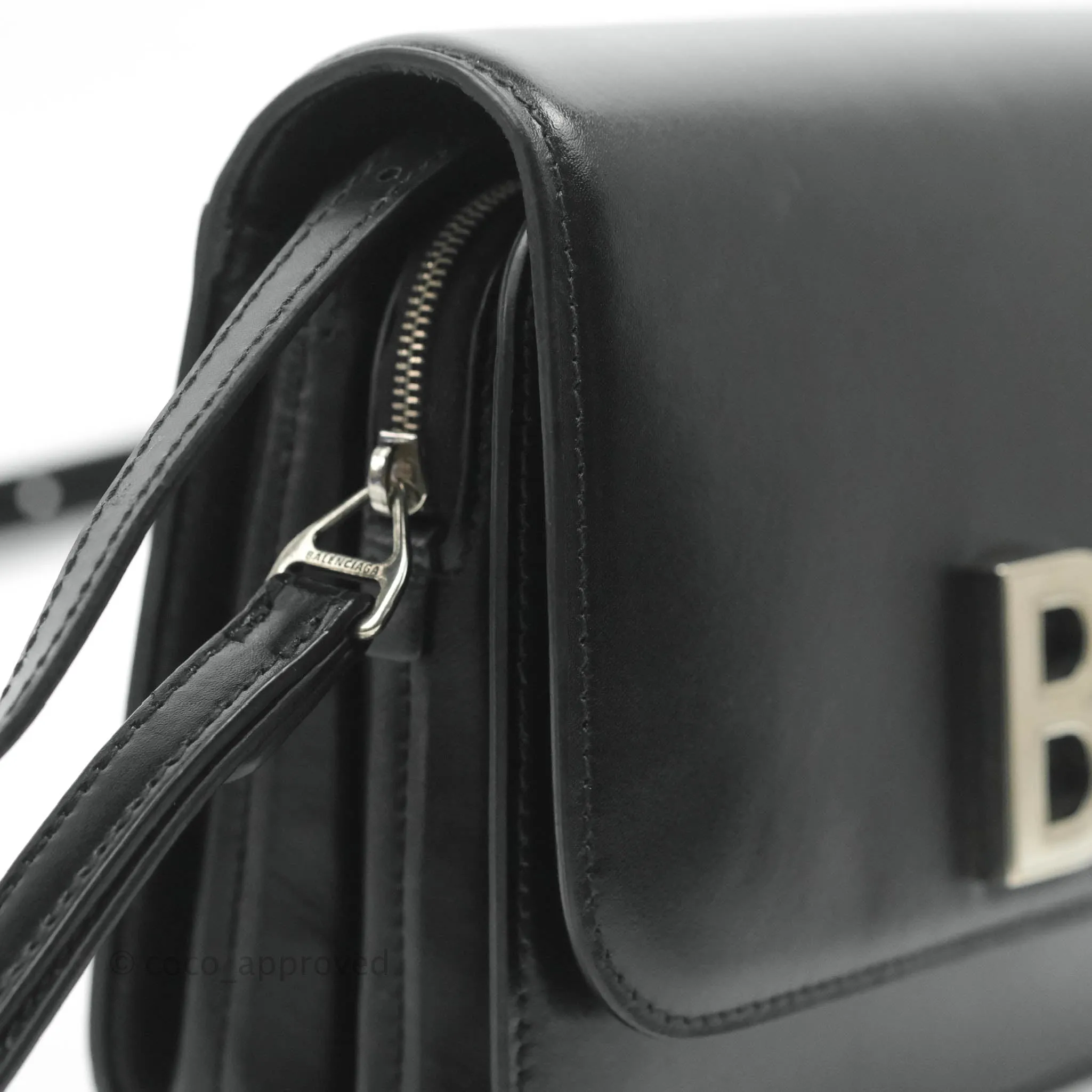 Balenciaga Small B Bag Black Box Calfskin Silver Hardware