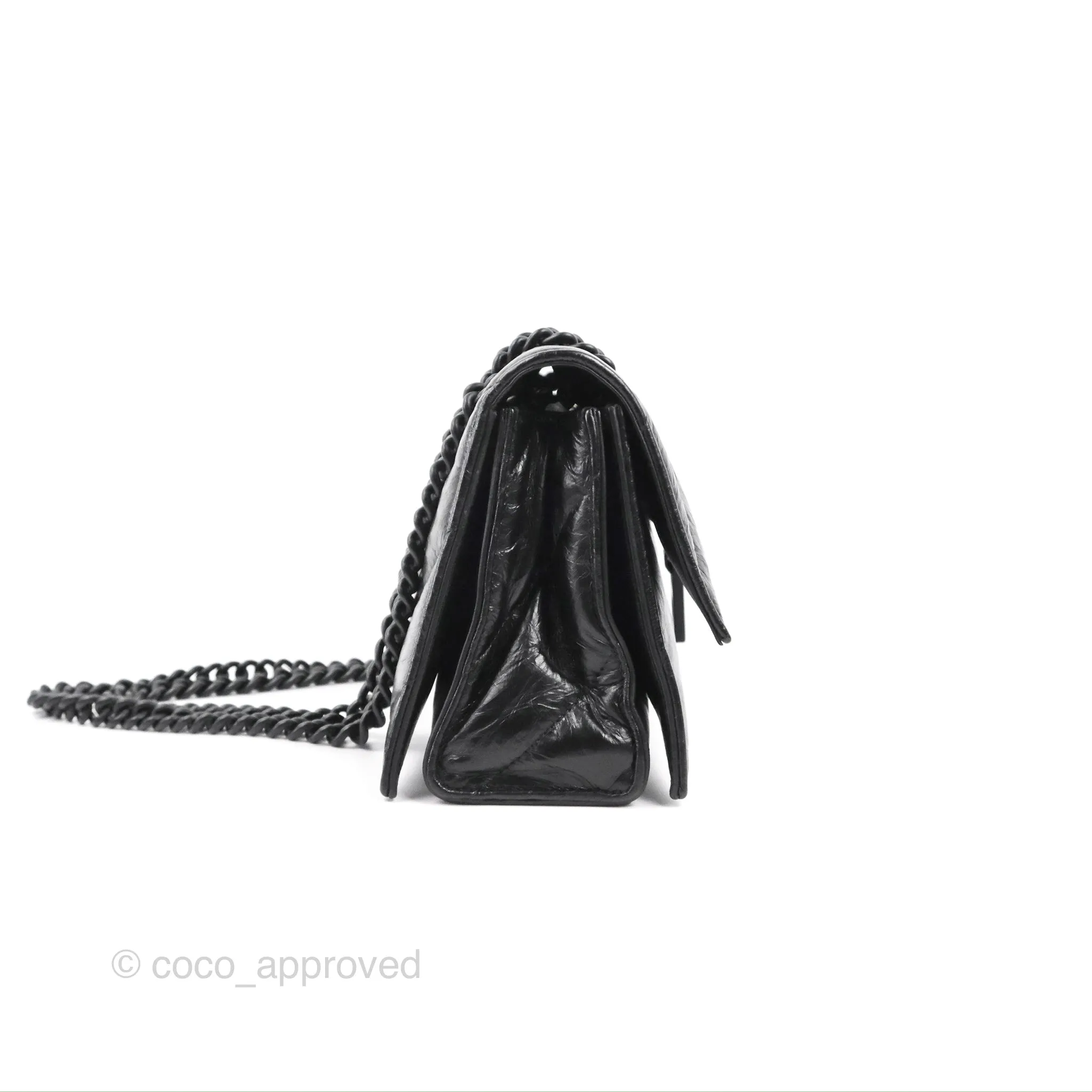 Balenciaga Small Crush Chain Bag Quilted Black Calfskin Black Matte Hardware