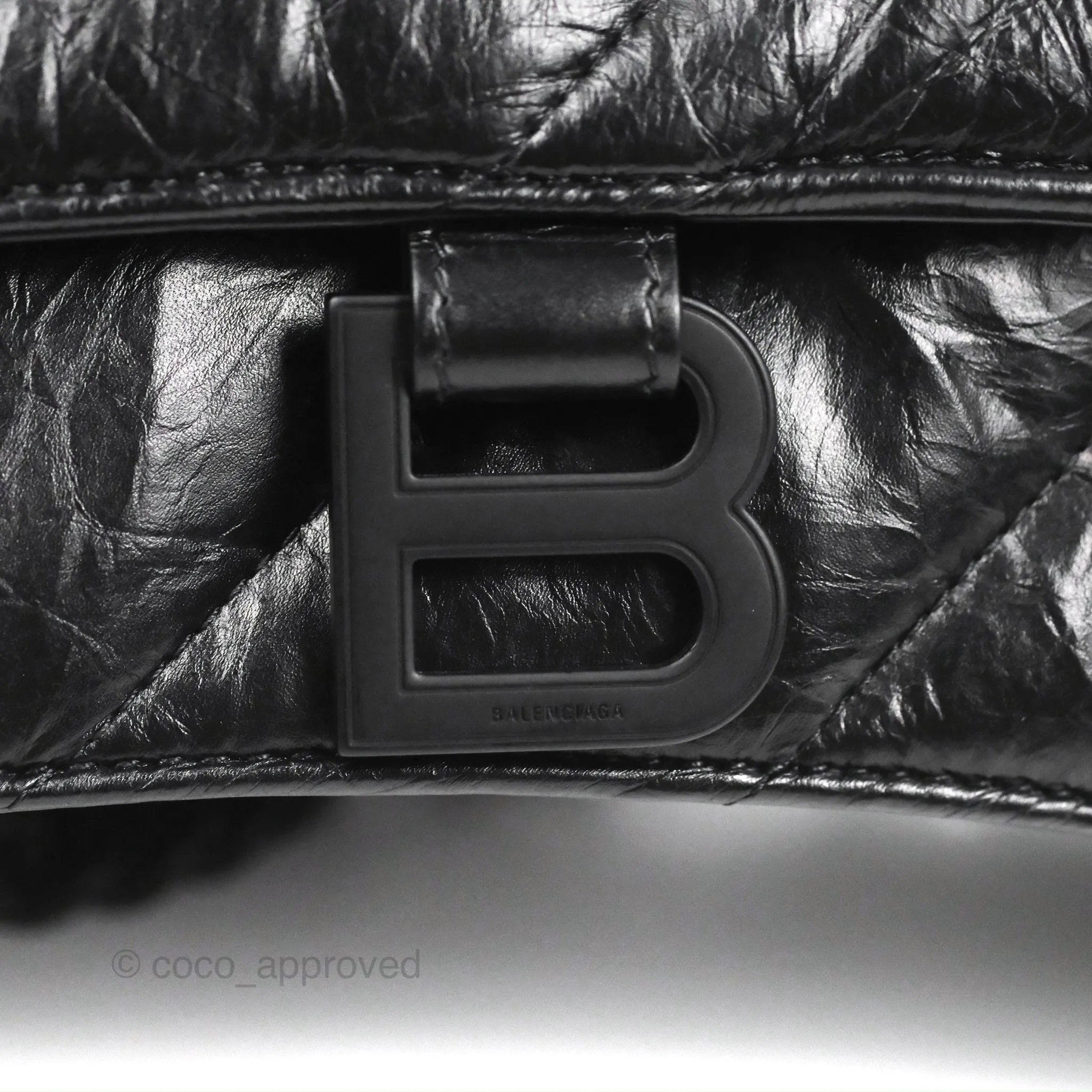 Balenciaga Small Crush Chain Bag Quilted Black Calfskin Black Matte Hardware