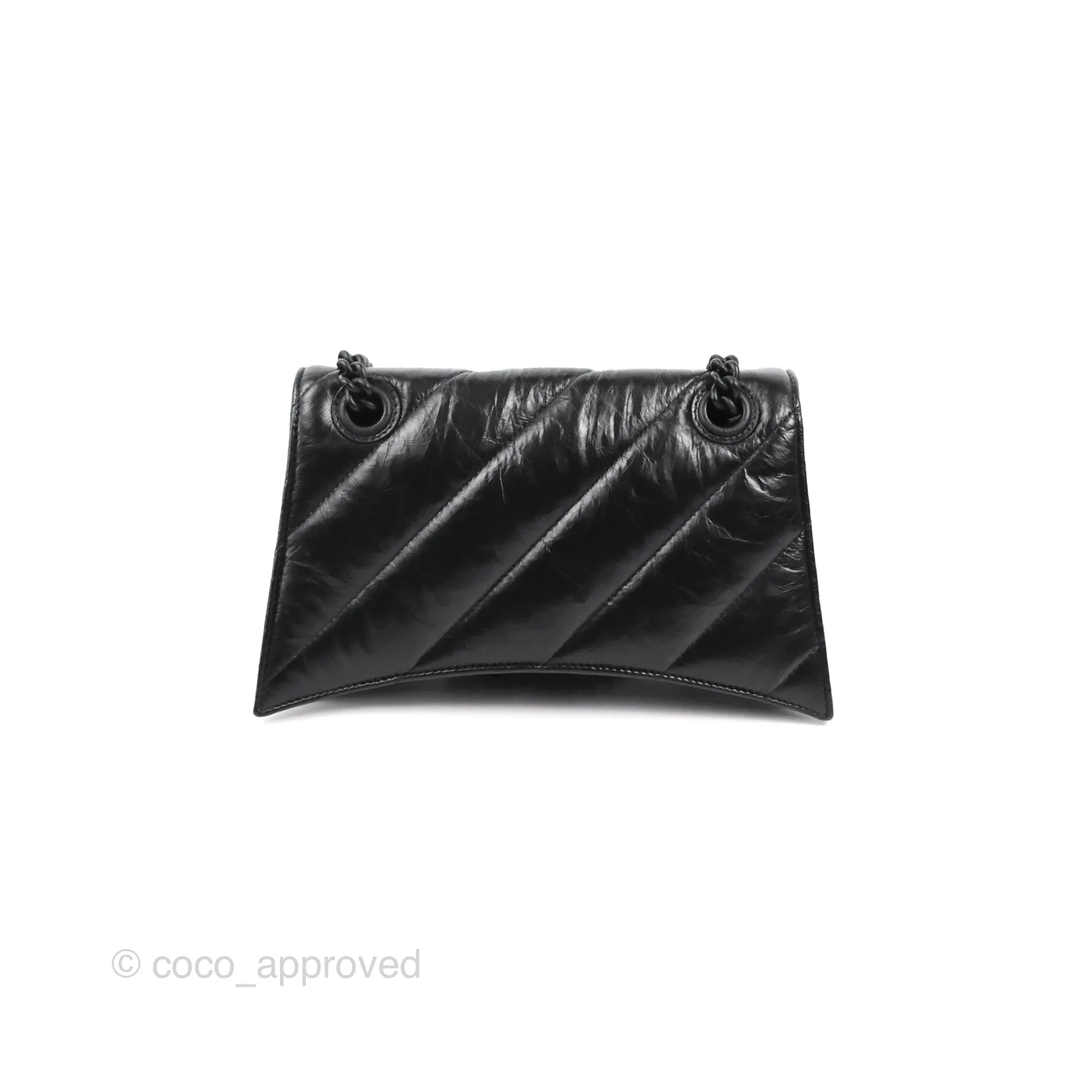 Balenciaga Small Crush Chain Bag Quilted Black Calfskin Black Matte Hardware