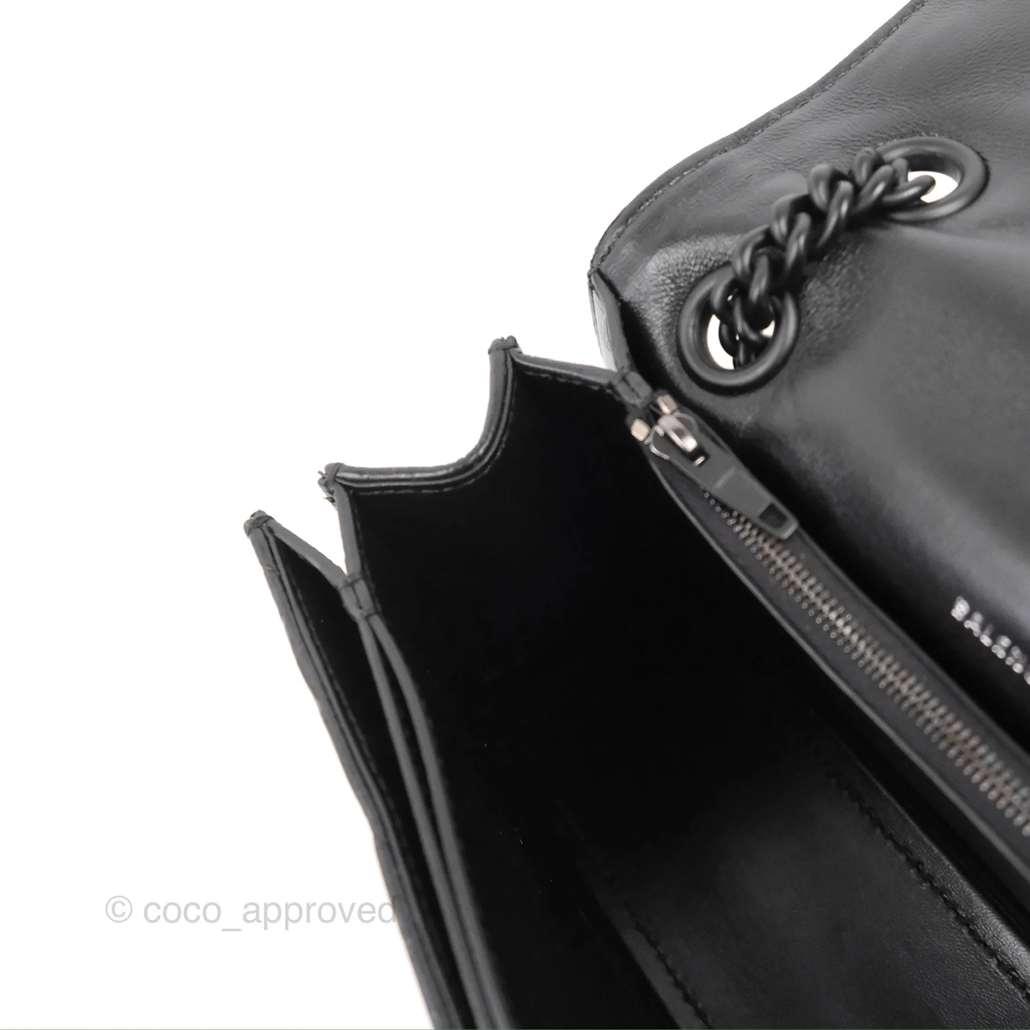 Balenciaga Small Crush Chain Bag Quilted Black Calfskin Black Matte Hardware