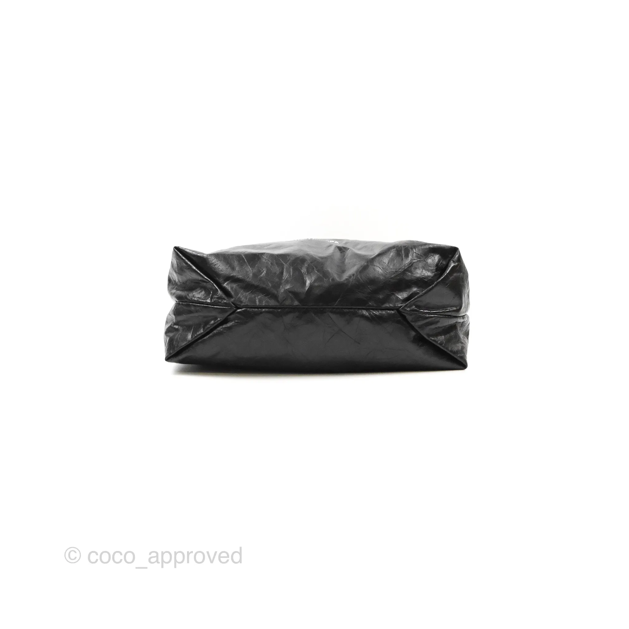 Balenciaga Small Crush Tote Bag Black Calfskin Aged Gold Hardware