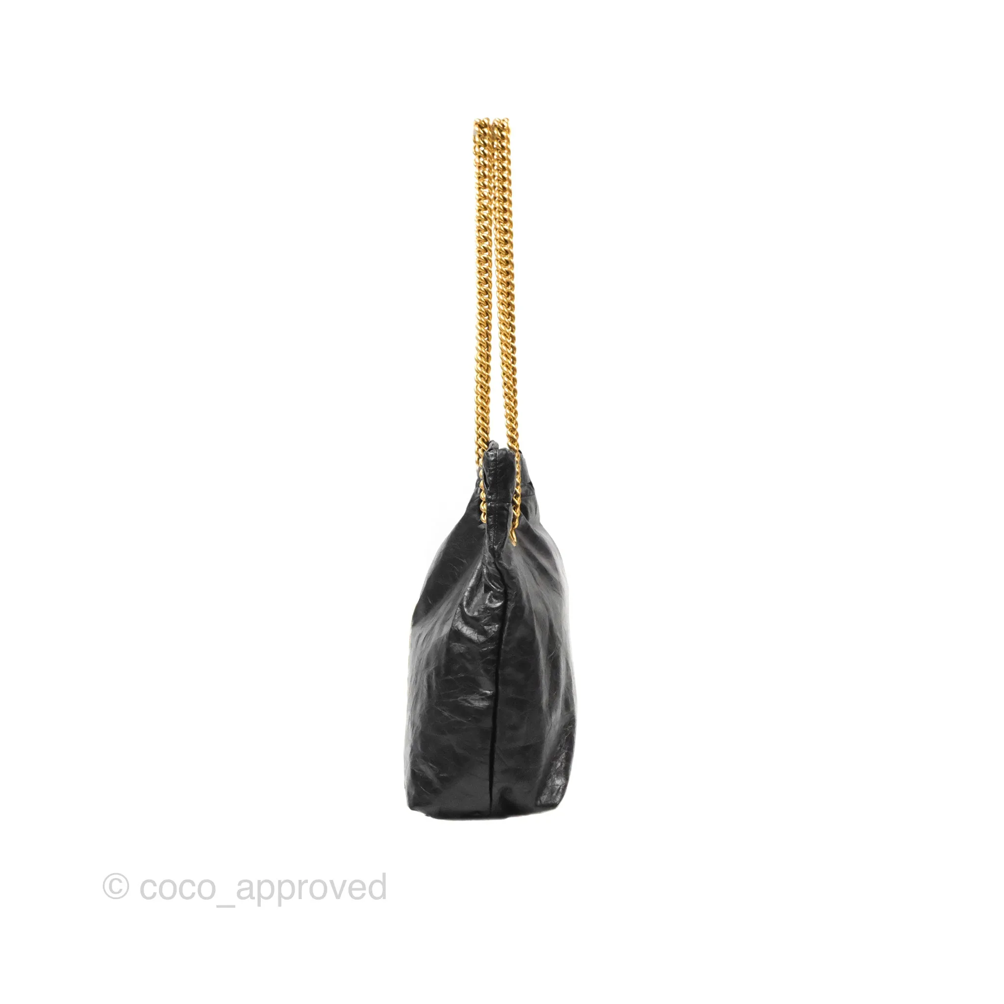 Balenciaga Small Crush Tote Bag Black Calfskin Aged Gold Hardware