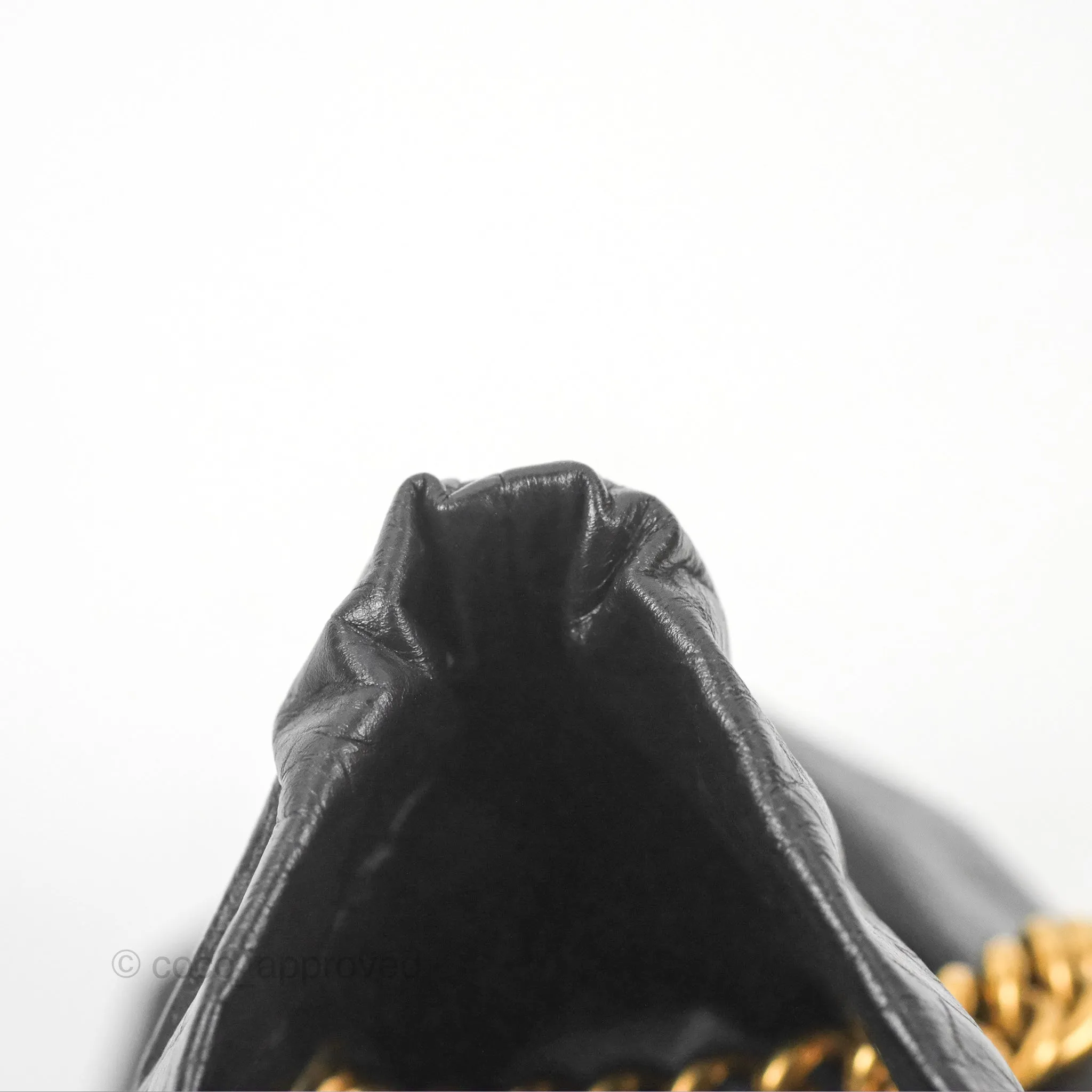 Balenciaga Small Crush Tote Bag Black Calfskin Aged Gold Hardware